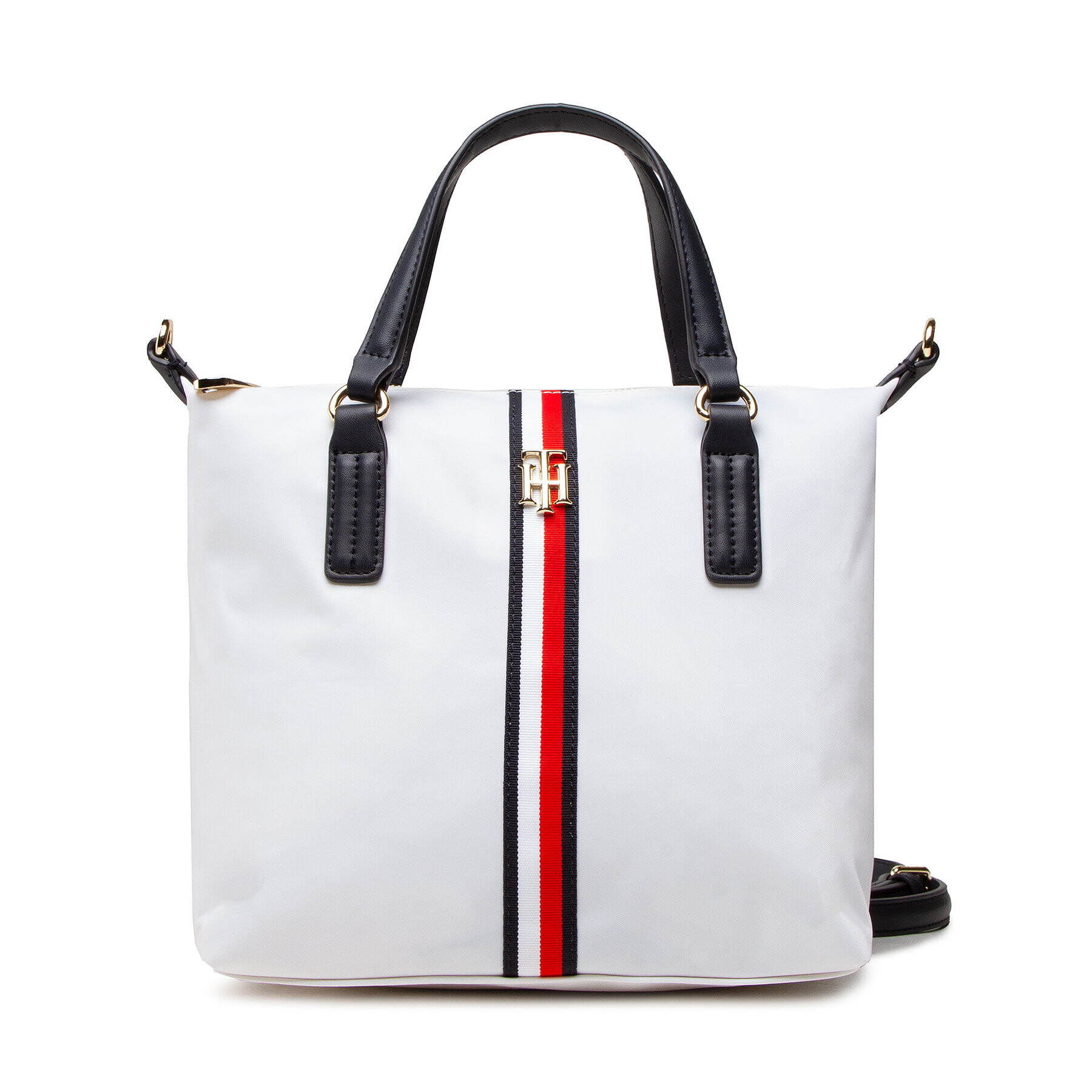 Tommy Hilfiger Дамска чанта Poppy Small Tote Corp AW0AW11344 Бял - Pepit.bg