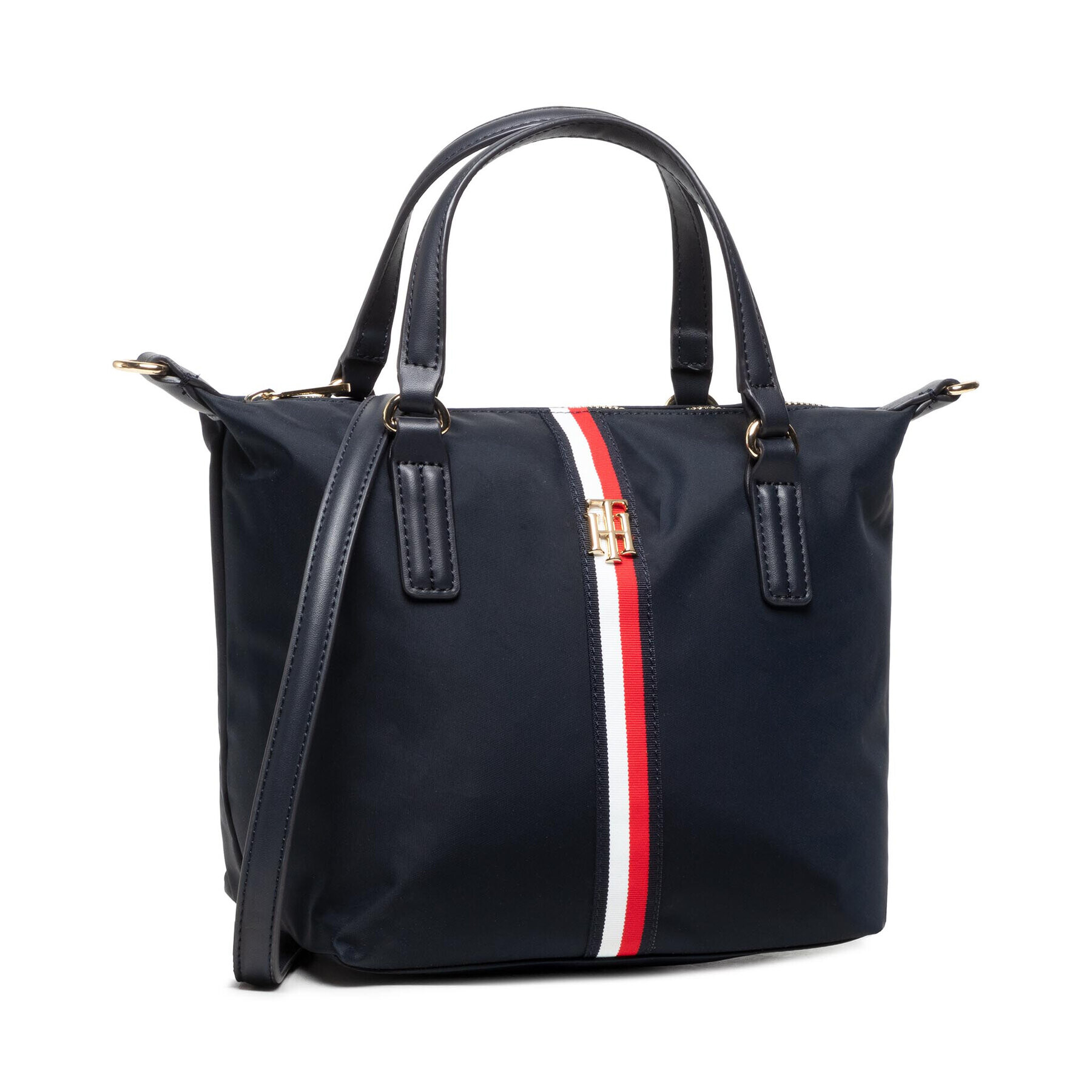 Tommy Hilfiger Дамска чанта Poppy Small Tote Corp AW0AW11344 Тъмносин - Pepit.bg