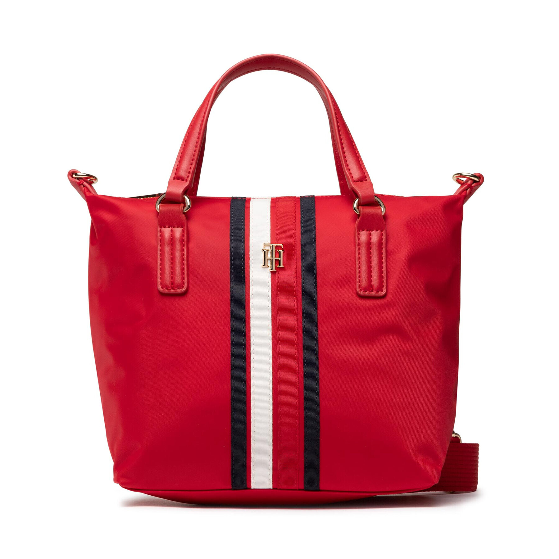 Tommy Hilfiger Дамска чанта Poppy Small Tote Corp AW0AW13175 Червен - Pepit.bg