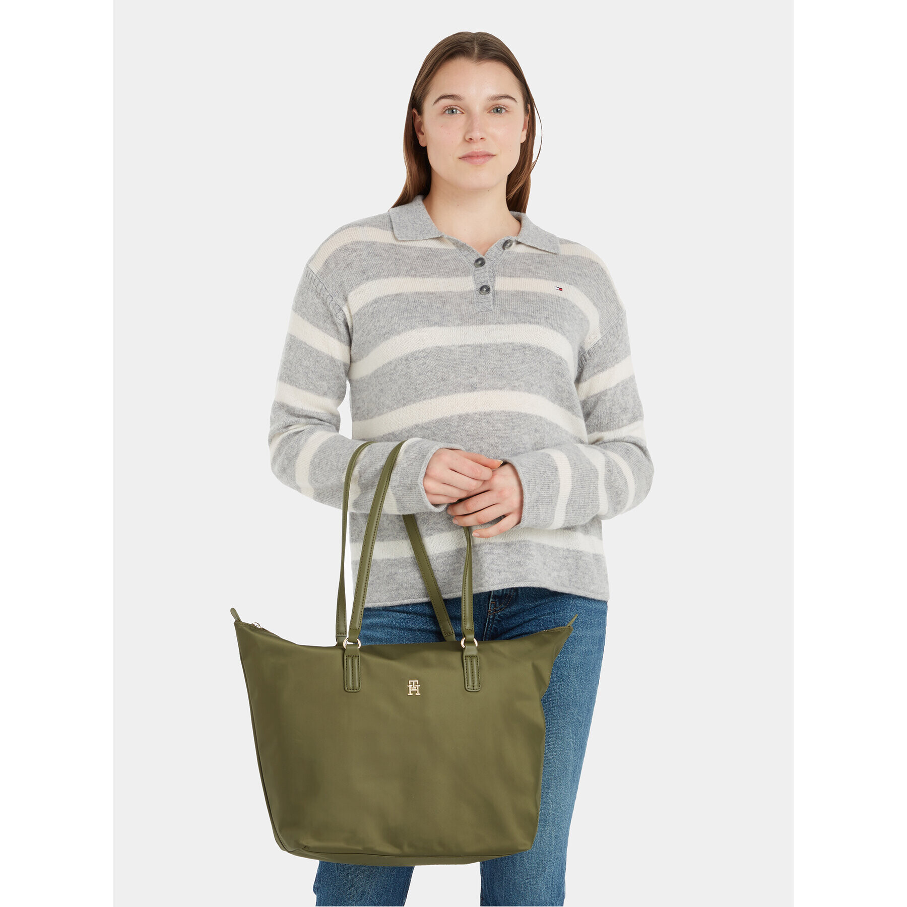 Tommy Hilfiger Дамска чанта Poppy Tote AW0AW15214 Зелен - Pepit.bg