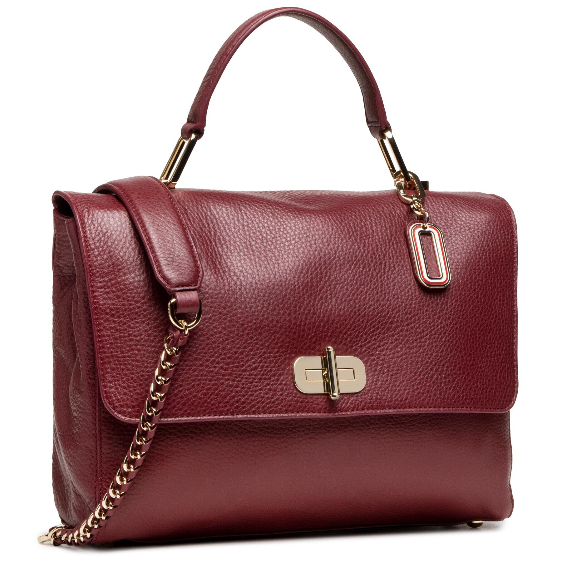 Tommy Hilfiger Дамска чанта Soft Turnlock Satchel AW0AW08837 Бордо - Pepit.bg