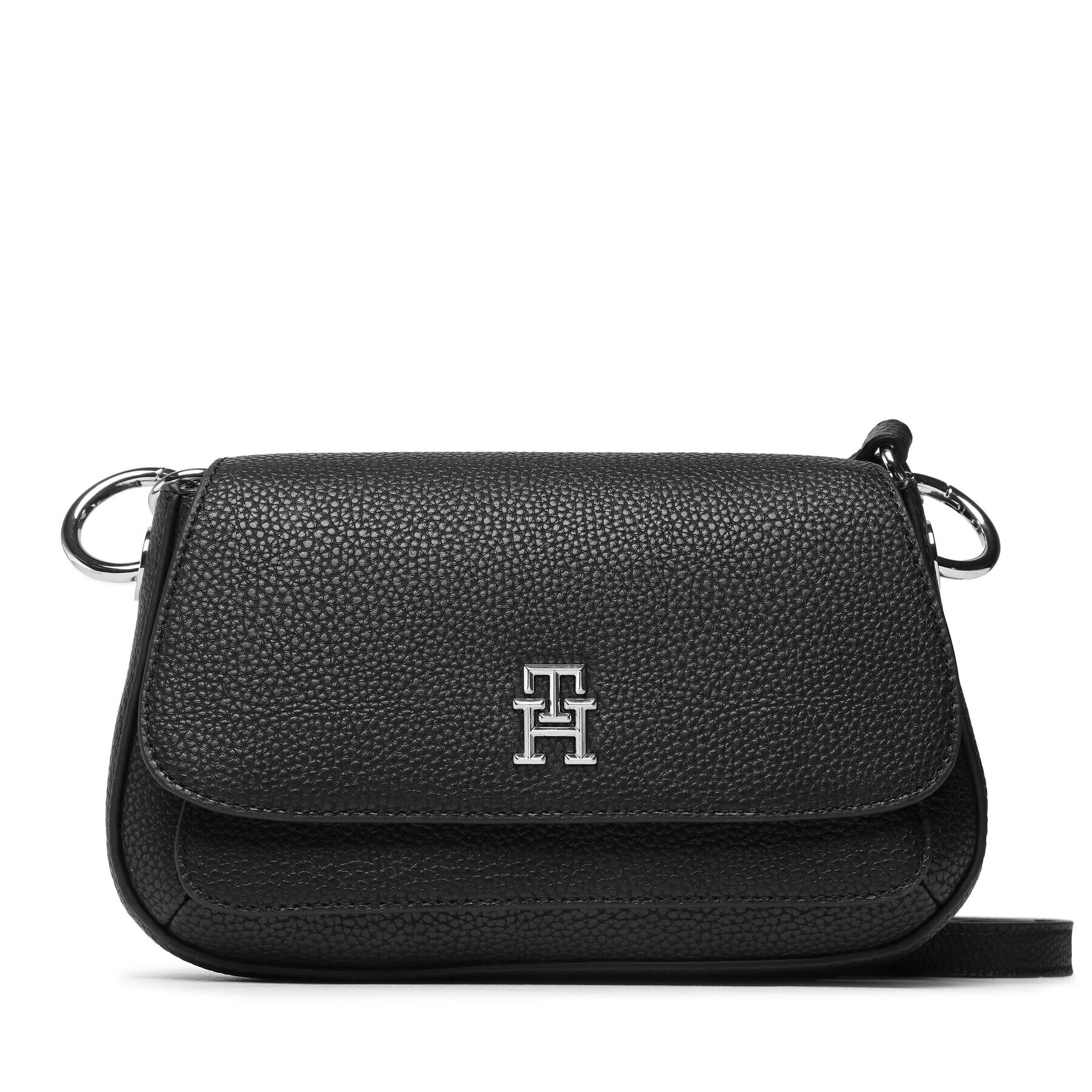 Tommy Hilfiger Дамска чанта Th Emblem Flap Crossover AW0AW14502 Черен - Pepit.bg