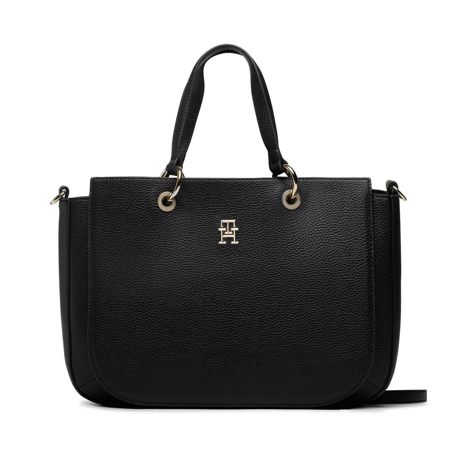 Tommy Hilfiger Дамска чанта Th Emblem Satchel AW0AW14503 Тъмносин - Pepit.bg