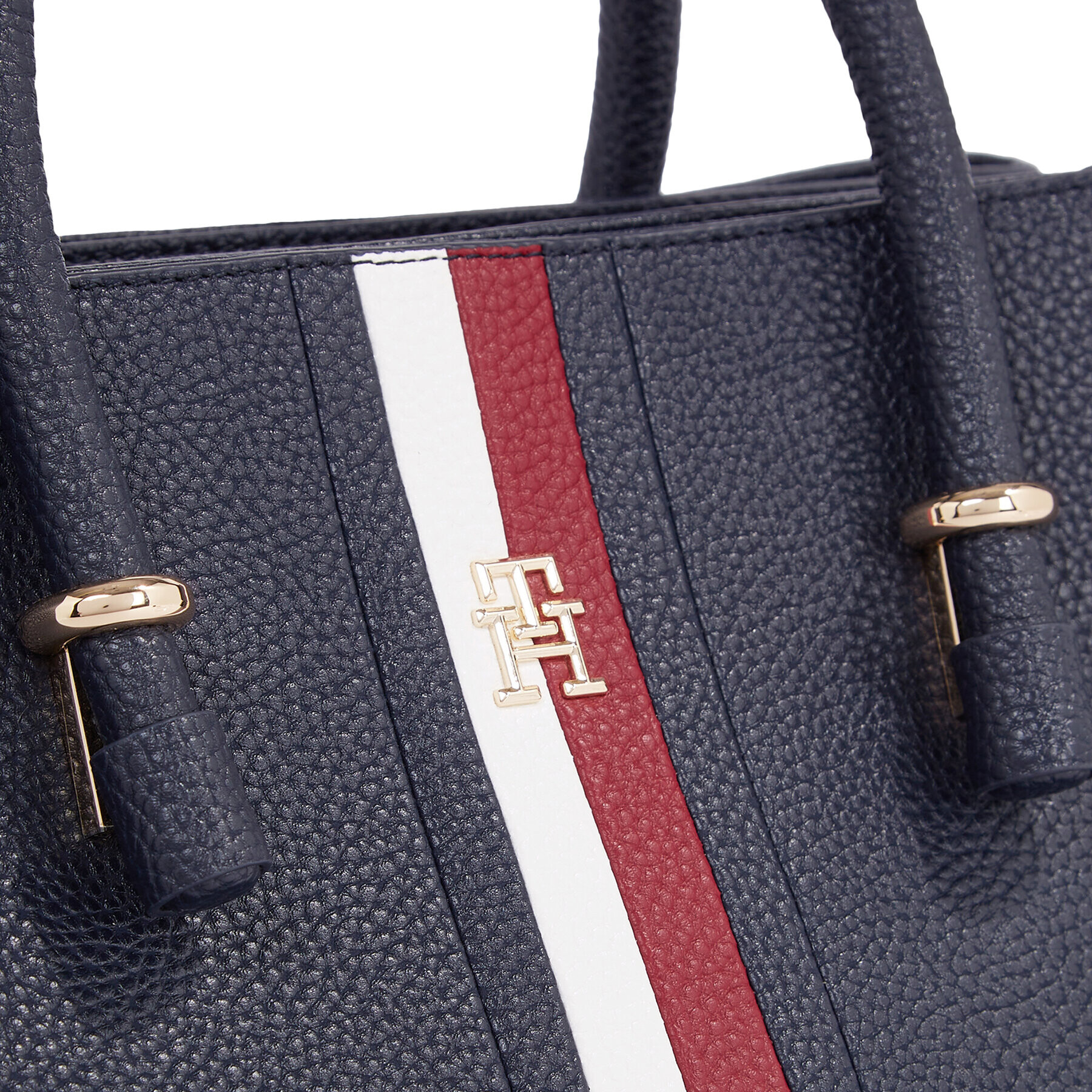 Tommy Hilfiger Дамска чанта Th Emblem Satchel Corp AW0AW15286 Тъмносин - Pepit.bg