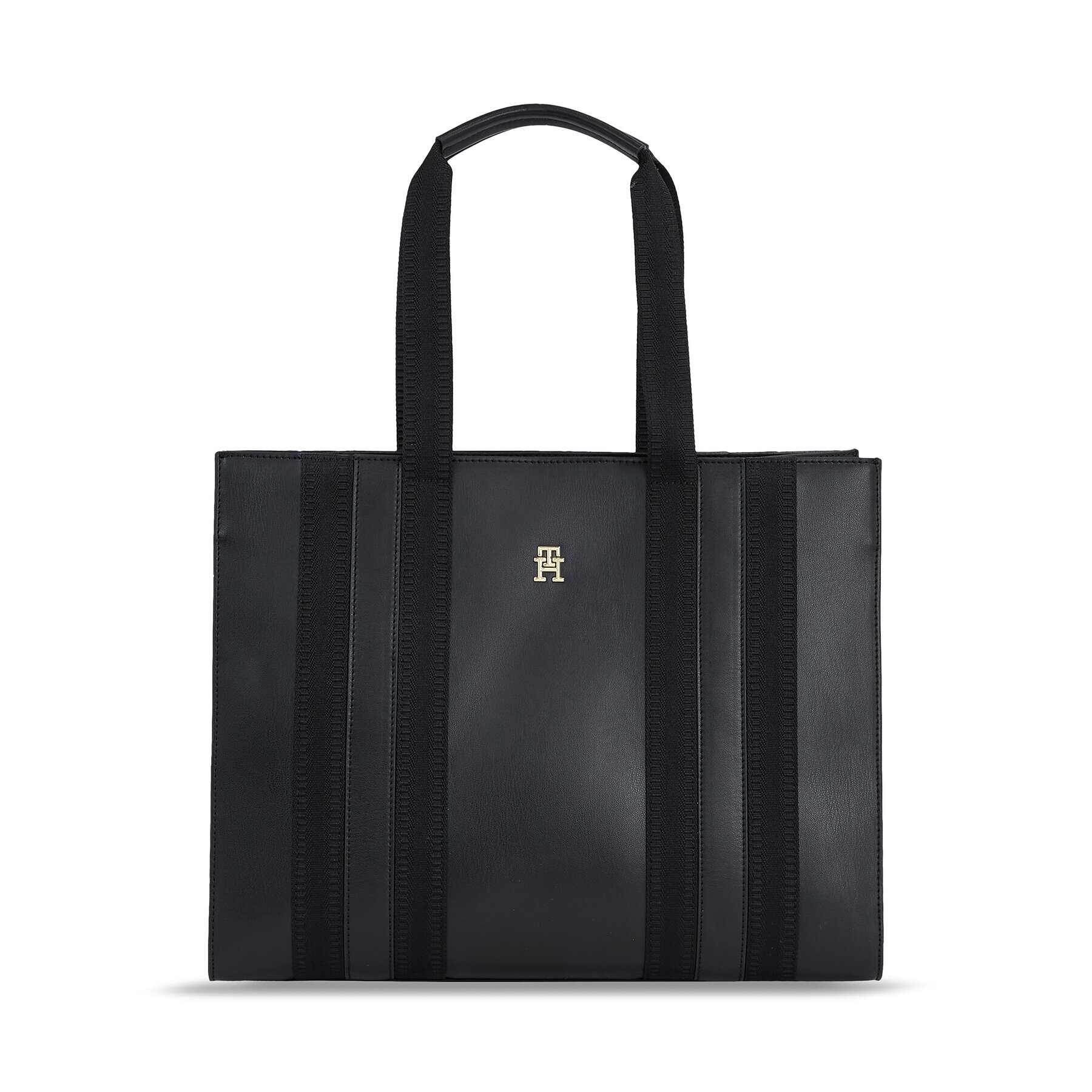 Tommy Hilfiger Дамска чанта Th Identity Med Tote AW0AW15569 Черен - Pepit.bg