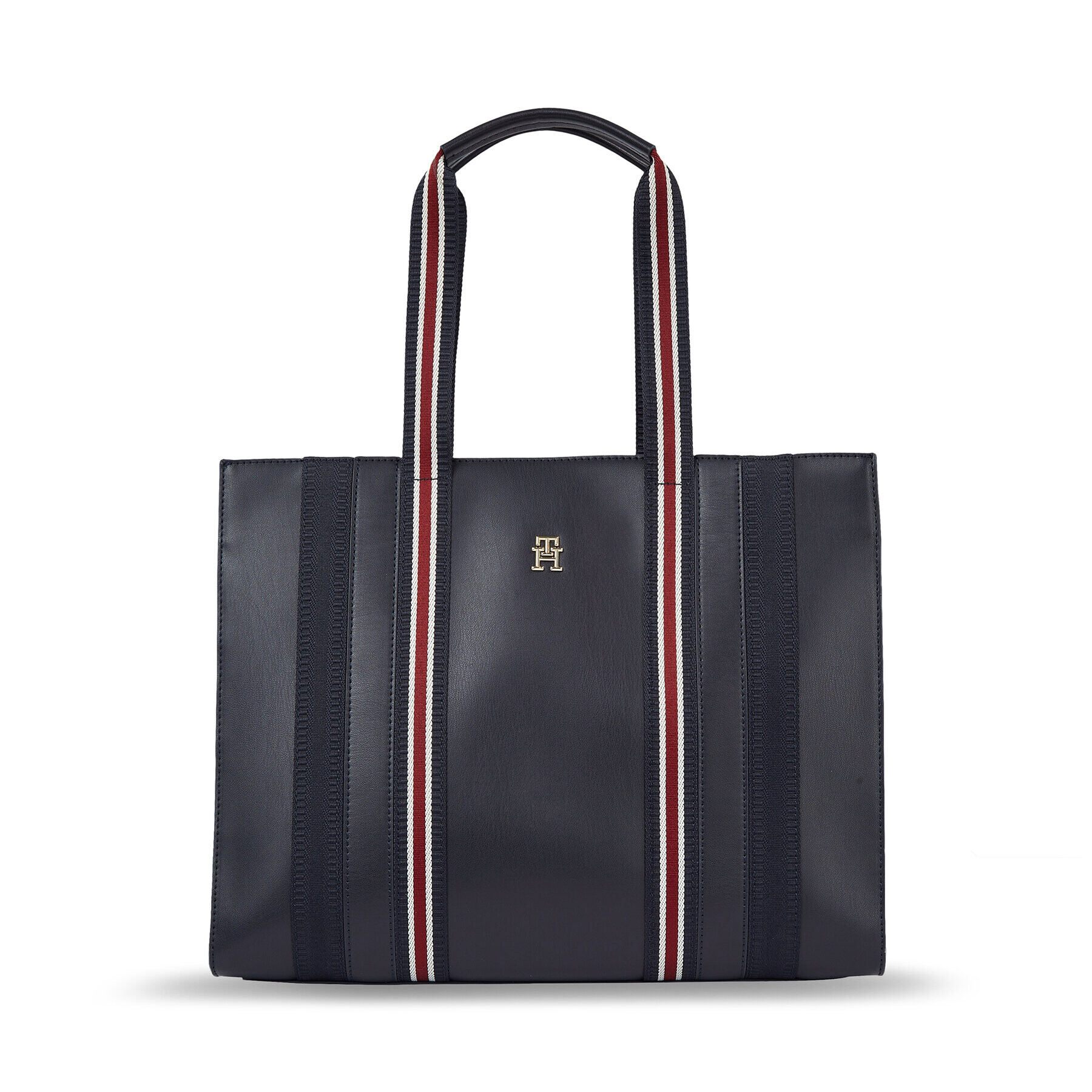 Tommy Hilfiger Дамска чанта Th Identity Med Tote Corp AW0AW15882 Тъмносин - Pepit.bg