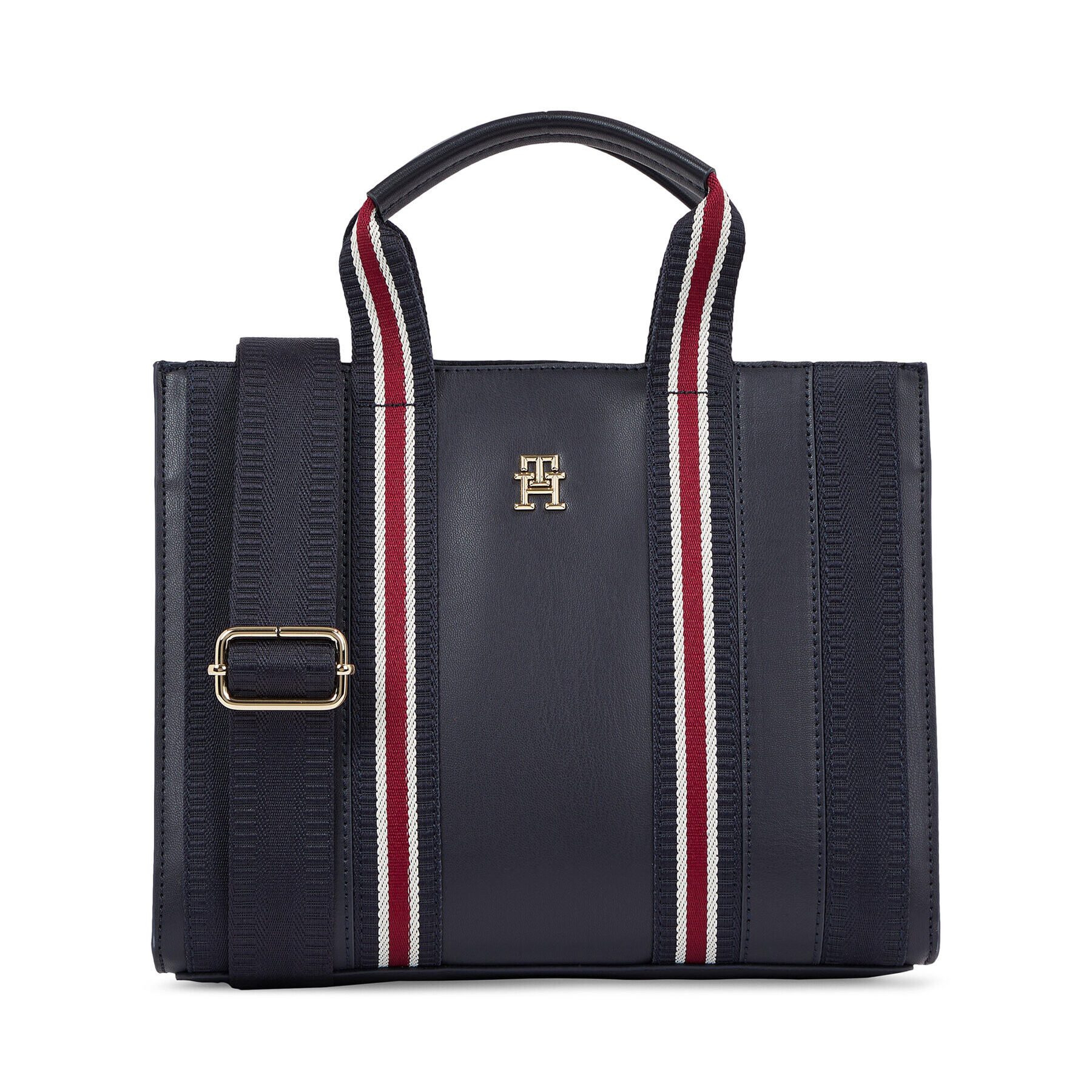 Tommy Hilfiger Дамска чанта Th Identity Small Tote Corp AW0AW15883 Тъмносин - Pepit.bg