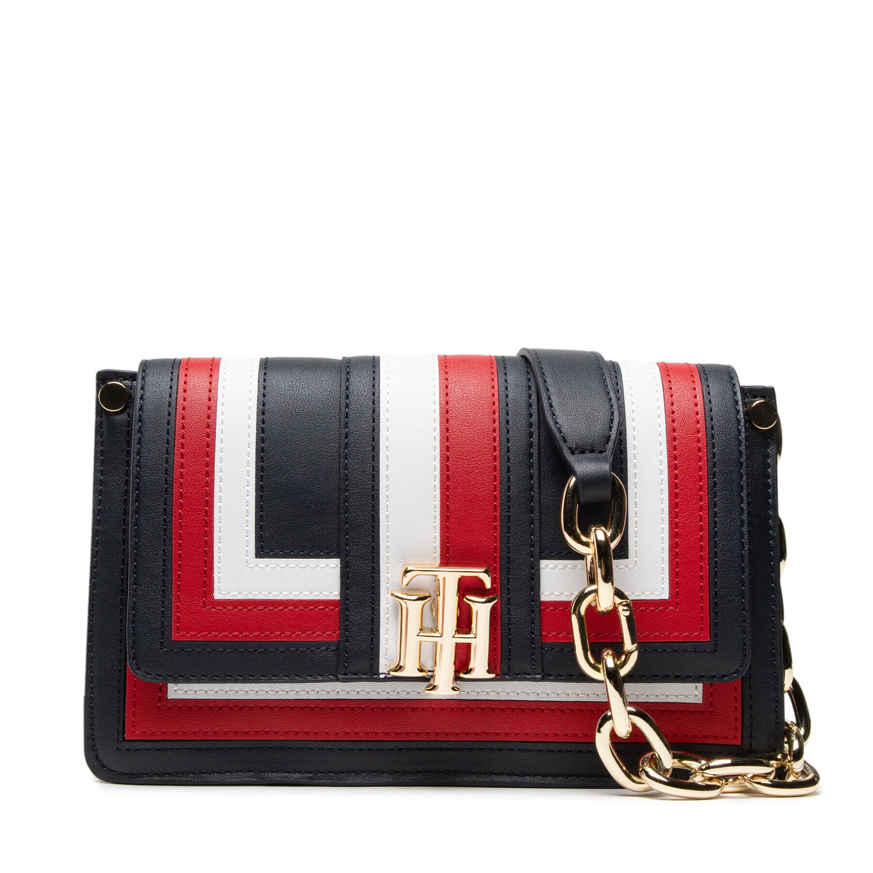 Tommy Hilfiger Дамска чанта Th Lock Crossover Intarsia AW0AW10930 Тъмносин - Pepit.bg