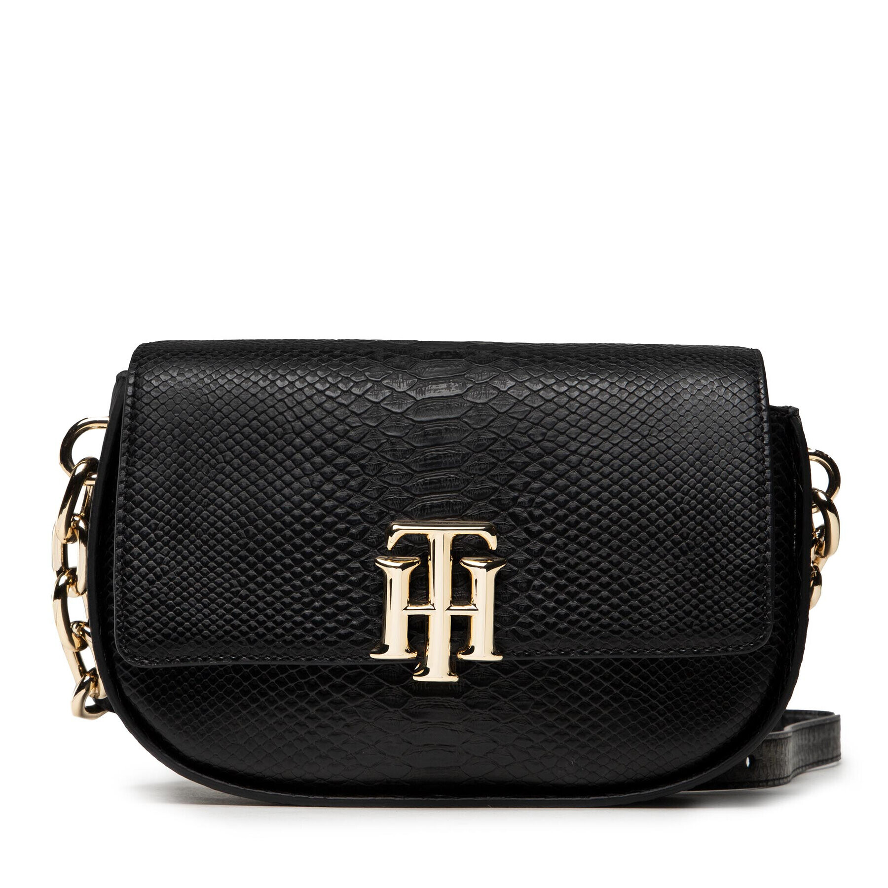 Tommy Hilfiger Дамска чанта Th Lock Crossover Snake AW0AW10476 Черен - Pepit.bg