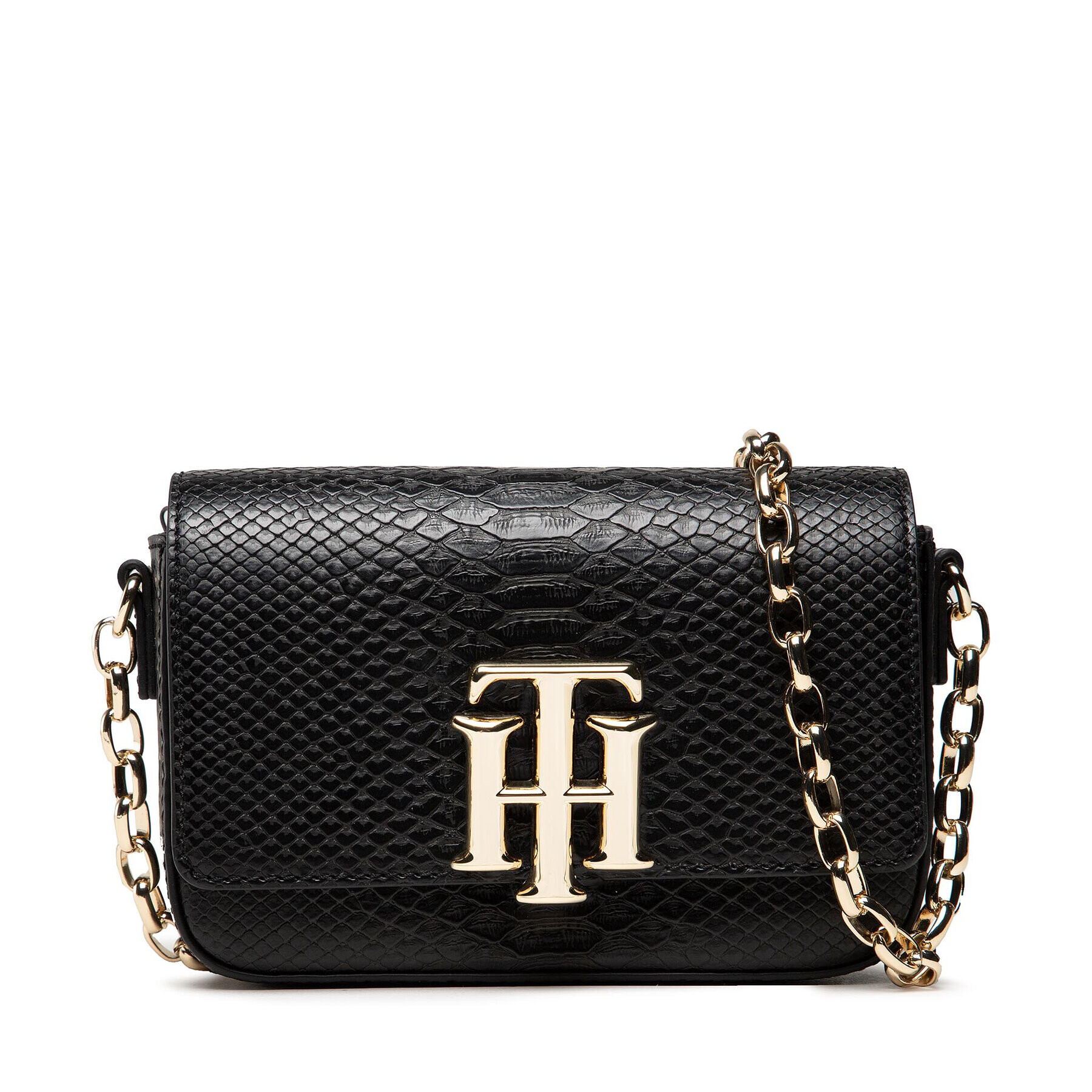 Tommy Hilfiger Дамска чанта Th Lock Mini Crossover Snake AW0AW10462 Черен - Pepit.bg