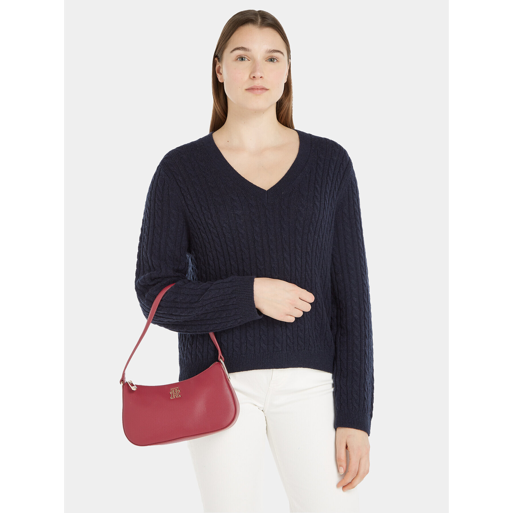 Tommy Hilfiger Дамска чанта Th Timeless Shoulder Bag AW0AW15239 Червен - Pepit.bg