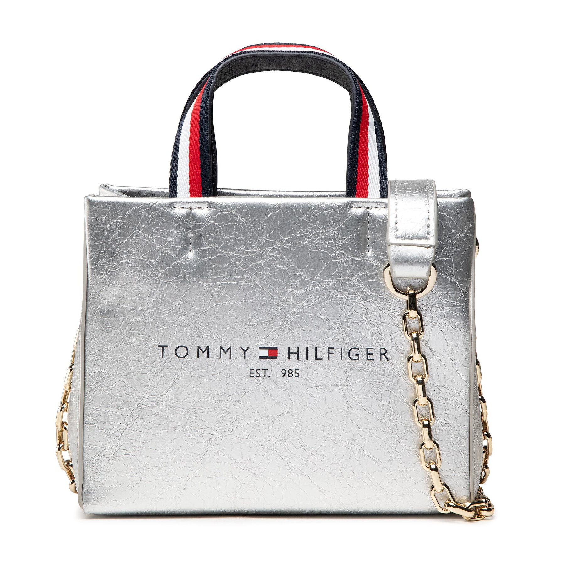 Tommy Hilfiger Дамска чанта Tommy Shopper Micro Tote AW0AW10800 Сребрист - Pepit.bg