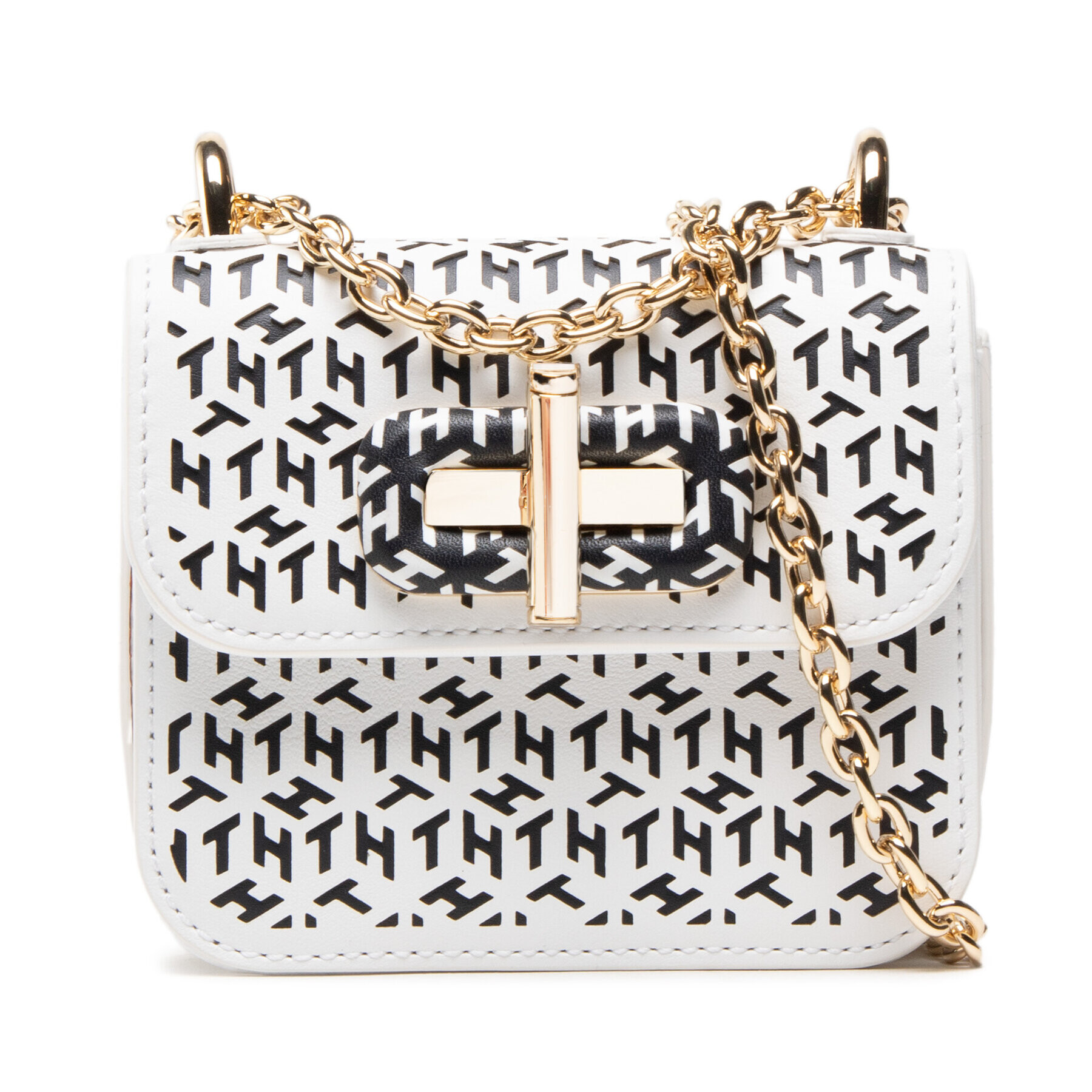 Tommy Hilfiger Дамска чанта Turnlock Micro Laser Cut AW0AW11369 Бял - Pepit.bg