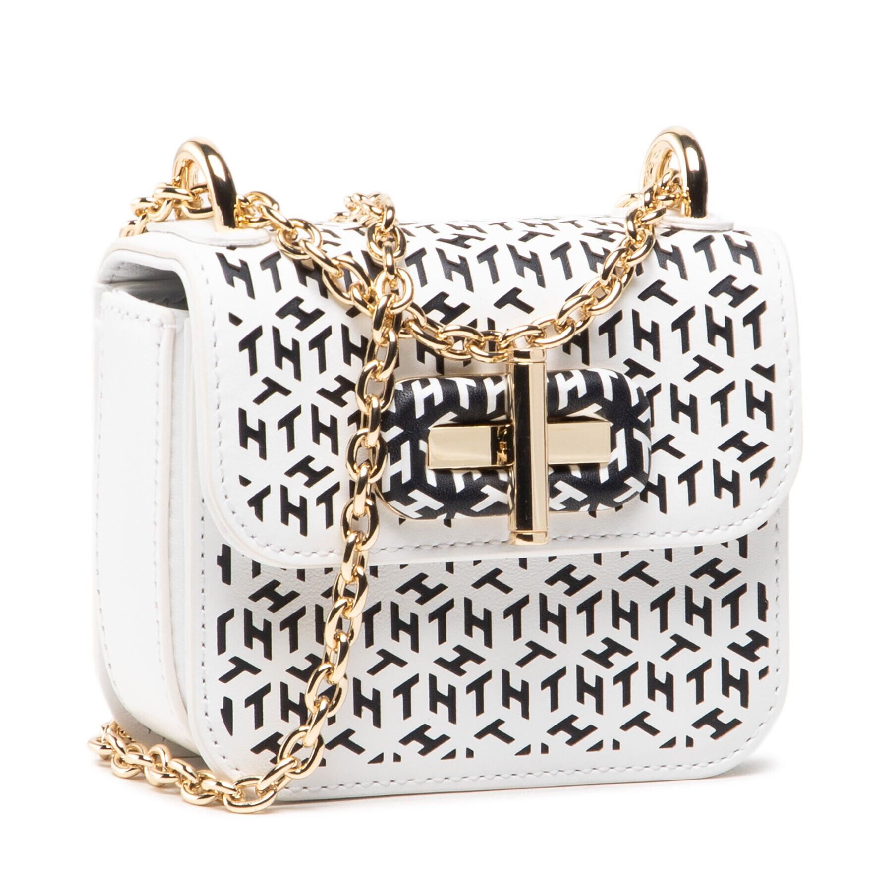 Tommy Hilfiger Дамска чанта Turnlock Micro Laser Cut AW0AW11369 Бял - Pepit.bg