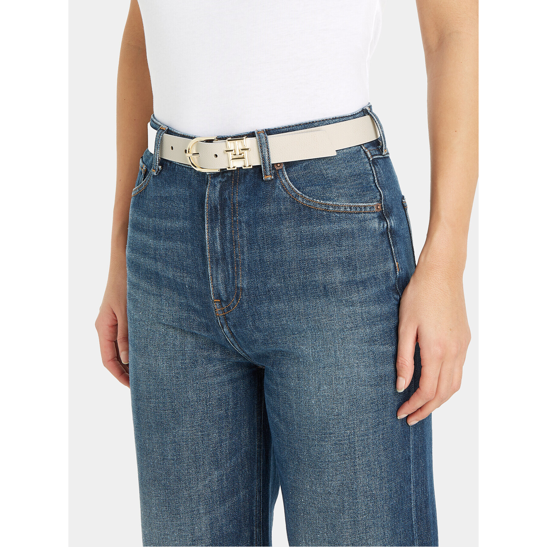 Tommy Hilfiger Дамски колан Th Lux 3.0 AW0AW15388 Екрю - Pepit.bg