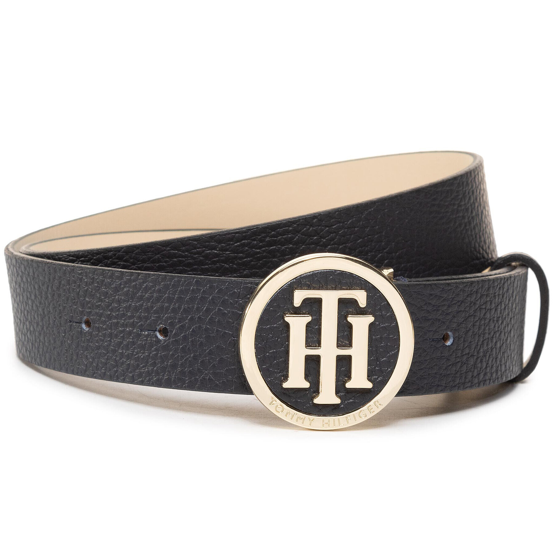 Tommy Hilfiger Дамски колан Th Round Buckle Belt 3.0 AW0AW08605 Тъмносин - Pepit.bg