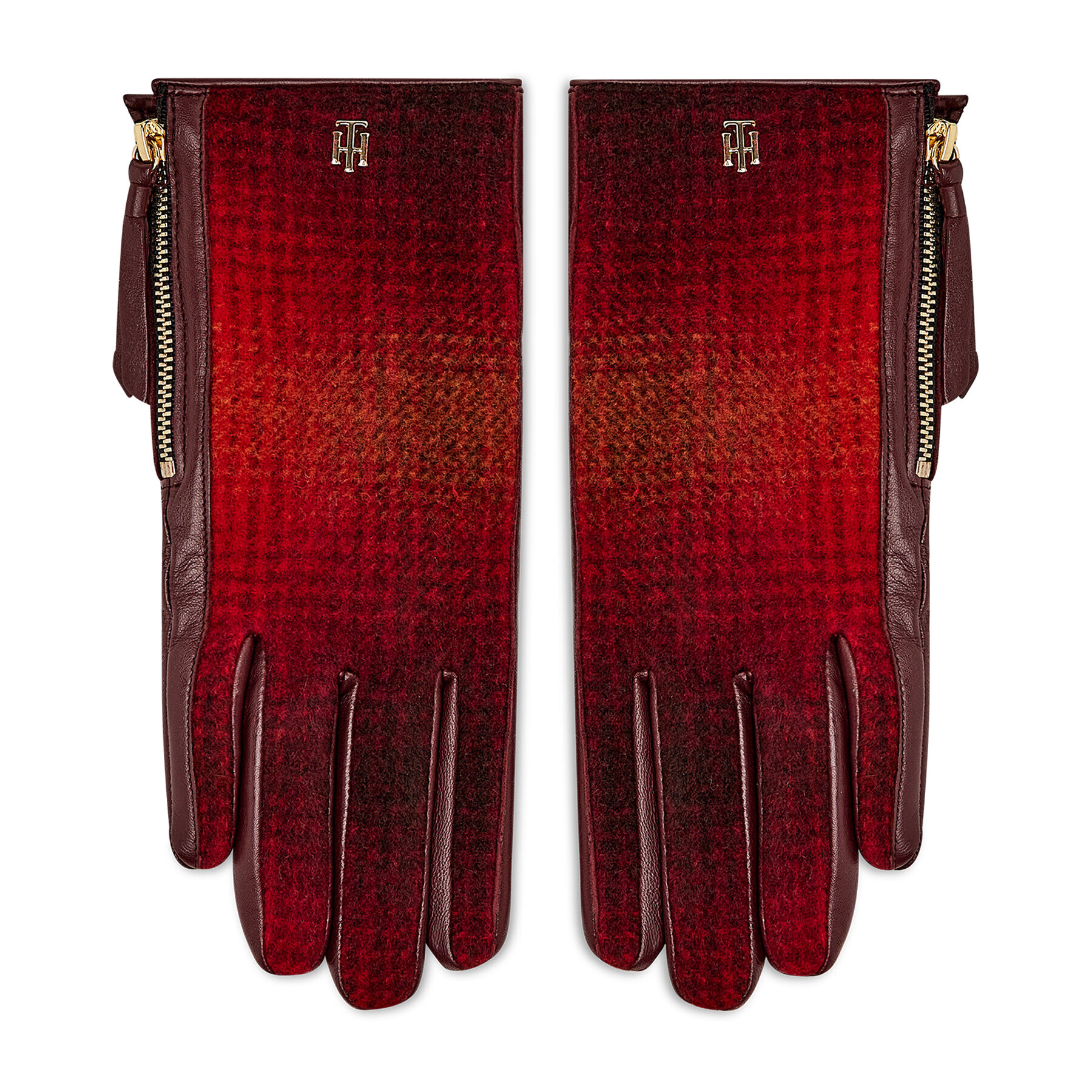 Tommy Hilfiger Дамски ръкавици Th Elevated Mix Gloves Check AW0AW10736 Червен - Pepit.bg