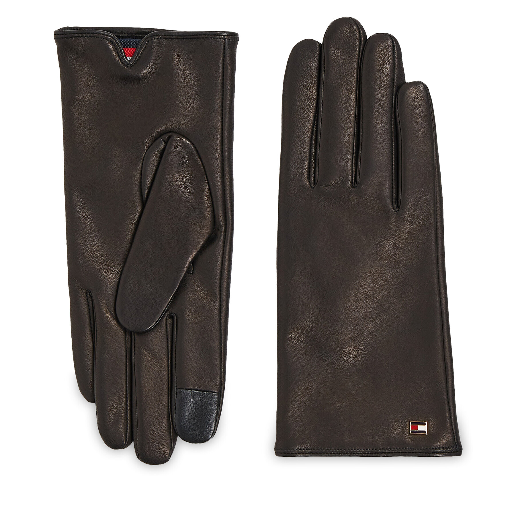 Tommy Hilfiger Дамски ръкавици Essential Flag Leather Gloves AW0AW15360 Черен - Pepit.bg