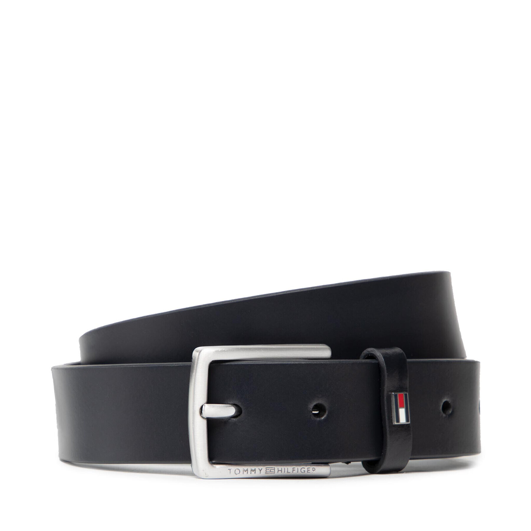 Tommy Hilfiger Детски колан Small Flag Leather Belt AU0AU01284 Черен - Pepit.bg