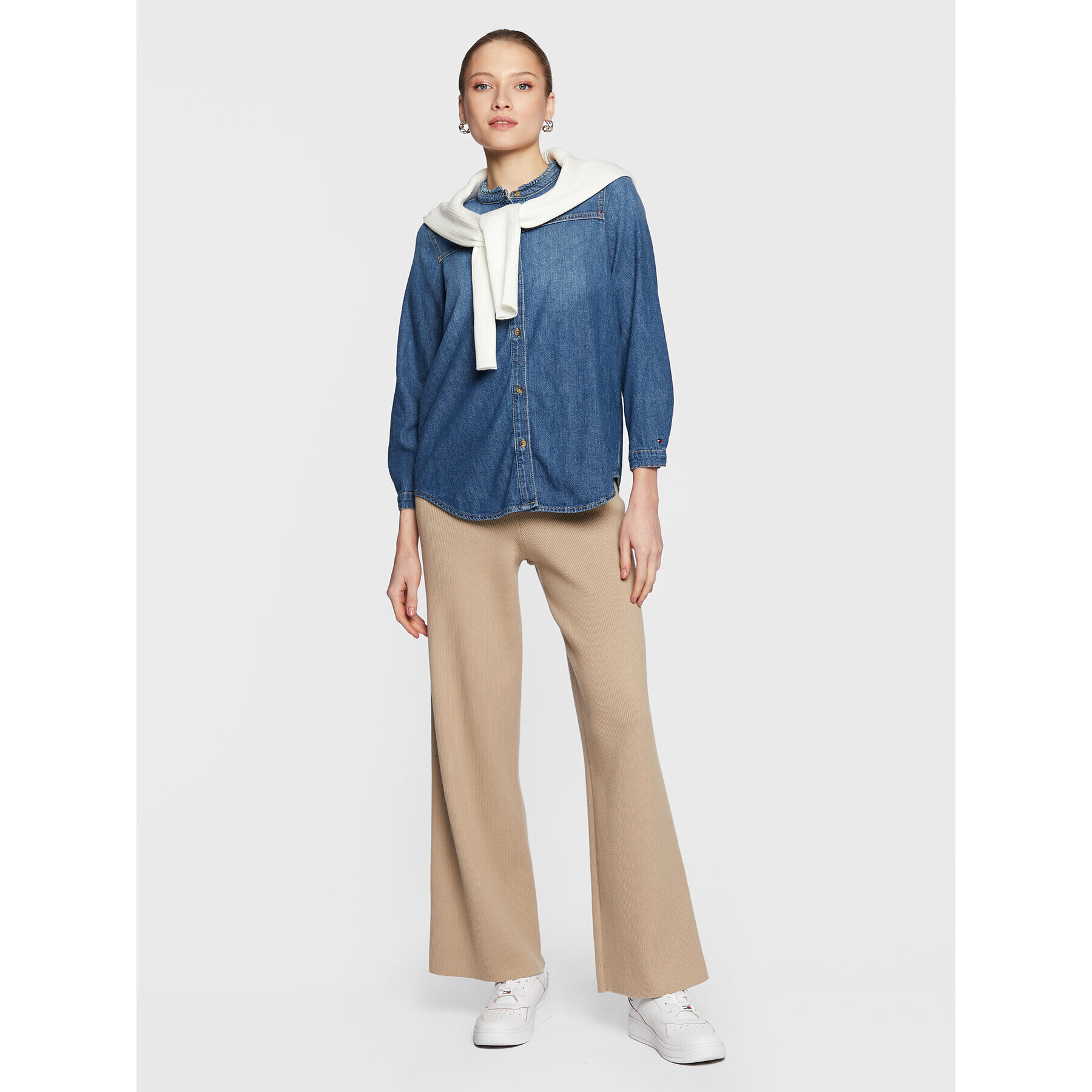 Tommy Hilfiger дънкова риза Frill WW0WW37137 Син Regular Fit - Pepit.bg