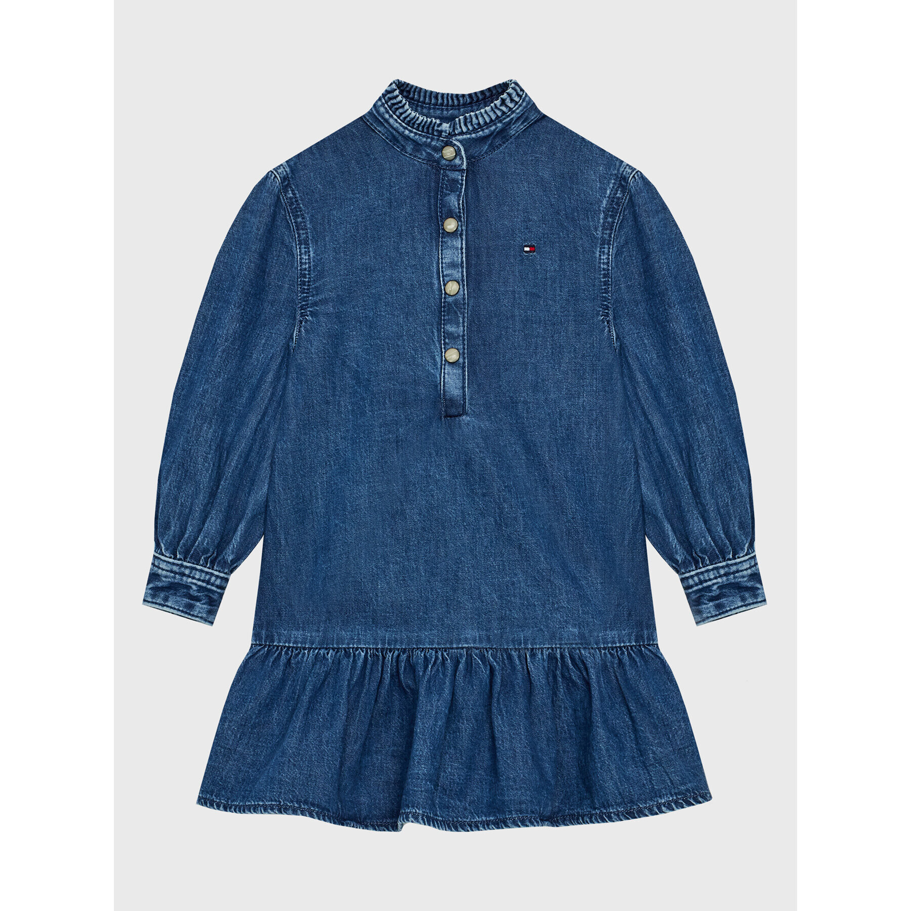 Tommy Hilfiger Дънкова рокля Denim Frill Collar KG0KG07026 M Син Regular Fit - Pepit.bg