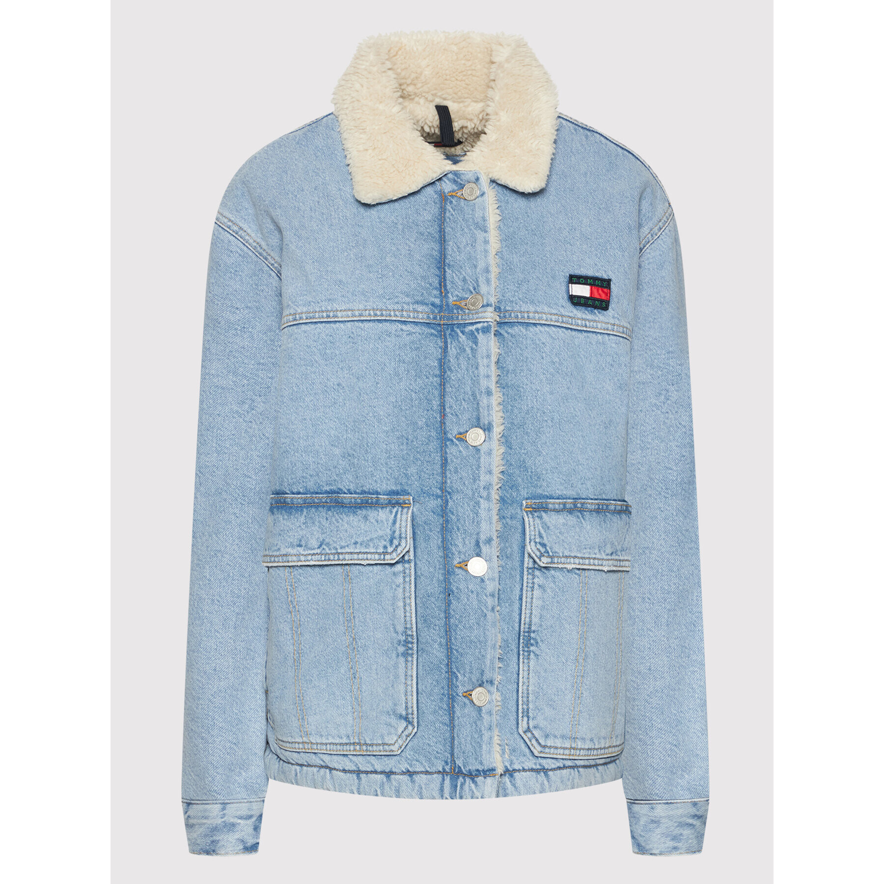 Tommy Jeans Дънково яке Badge Sherpa Lined Worker DW0DW10666 Син Regular Fit - Pepit.bg