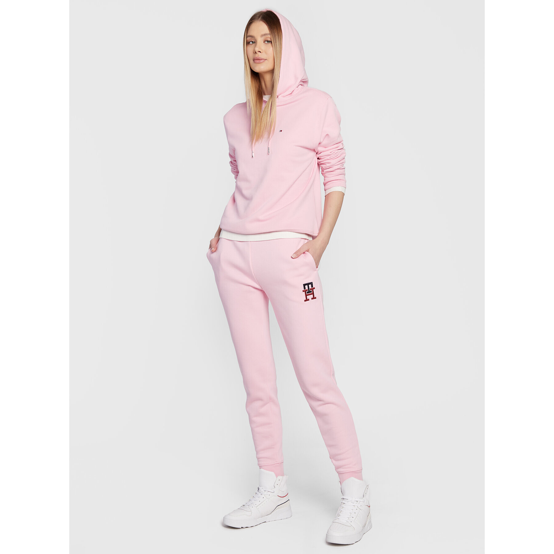 Tommy Hilfiger Долнище анцуг Monogram Emb WW0WW37435 Розов Regular Fit - Pepit.bg