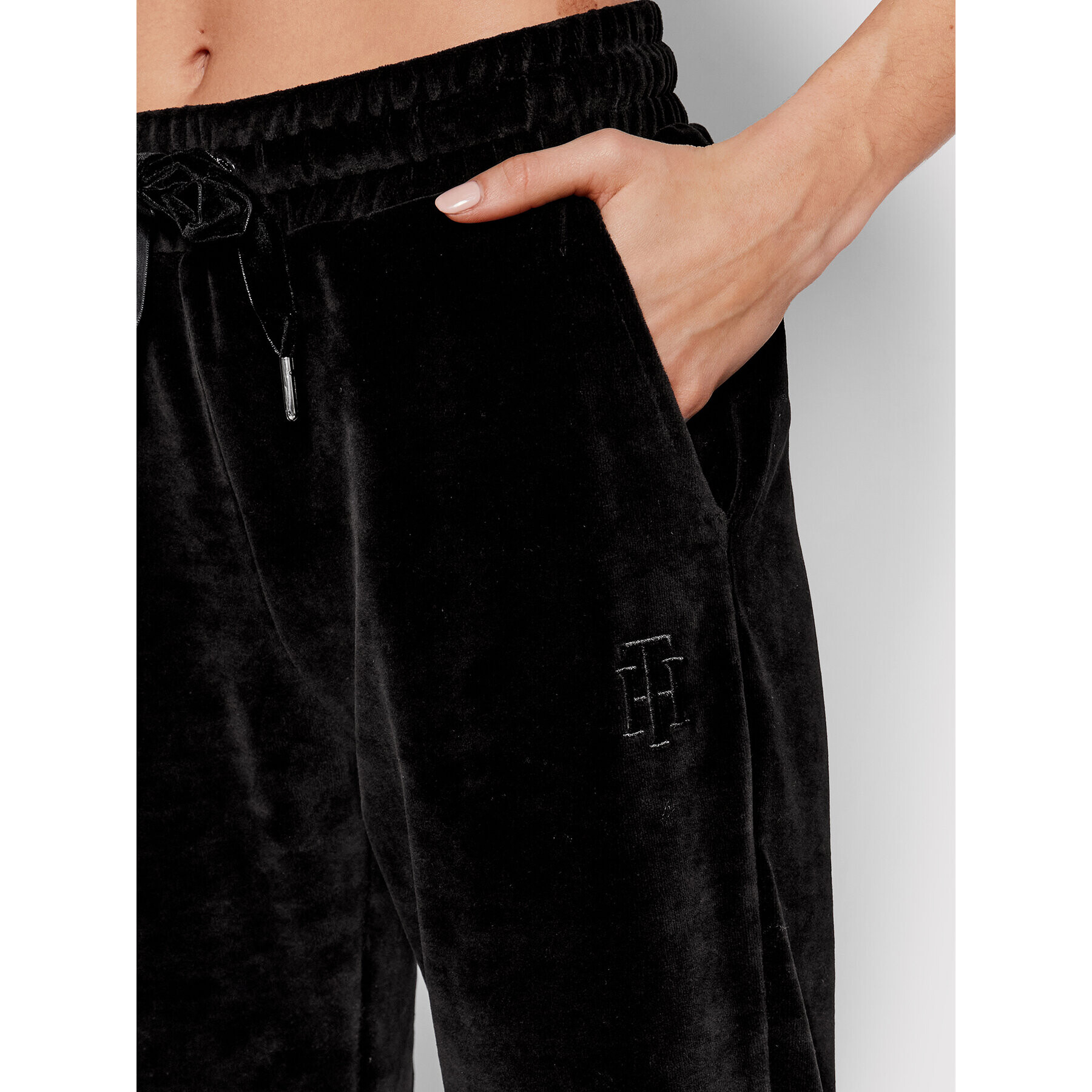Tommy Hilfiger Долнище анцуг Velvet WW0WW33030 Черен Regular Fit - Pepit.bg