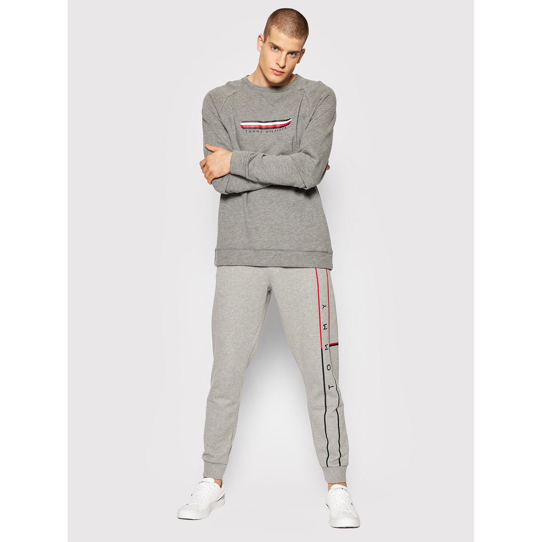 Tommy Hilfiger Долнище анцуг Large Rwb Flag MW0MW25050 Сив Regular Fit - Pepit.bg