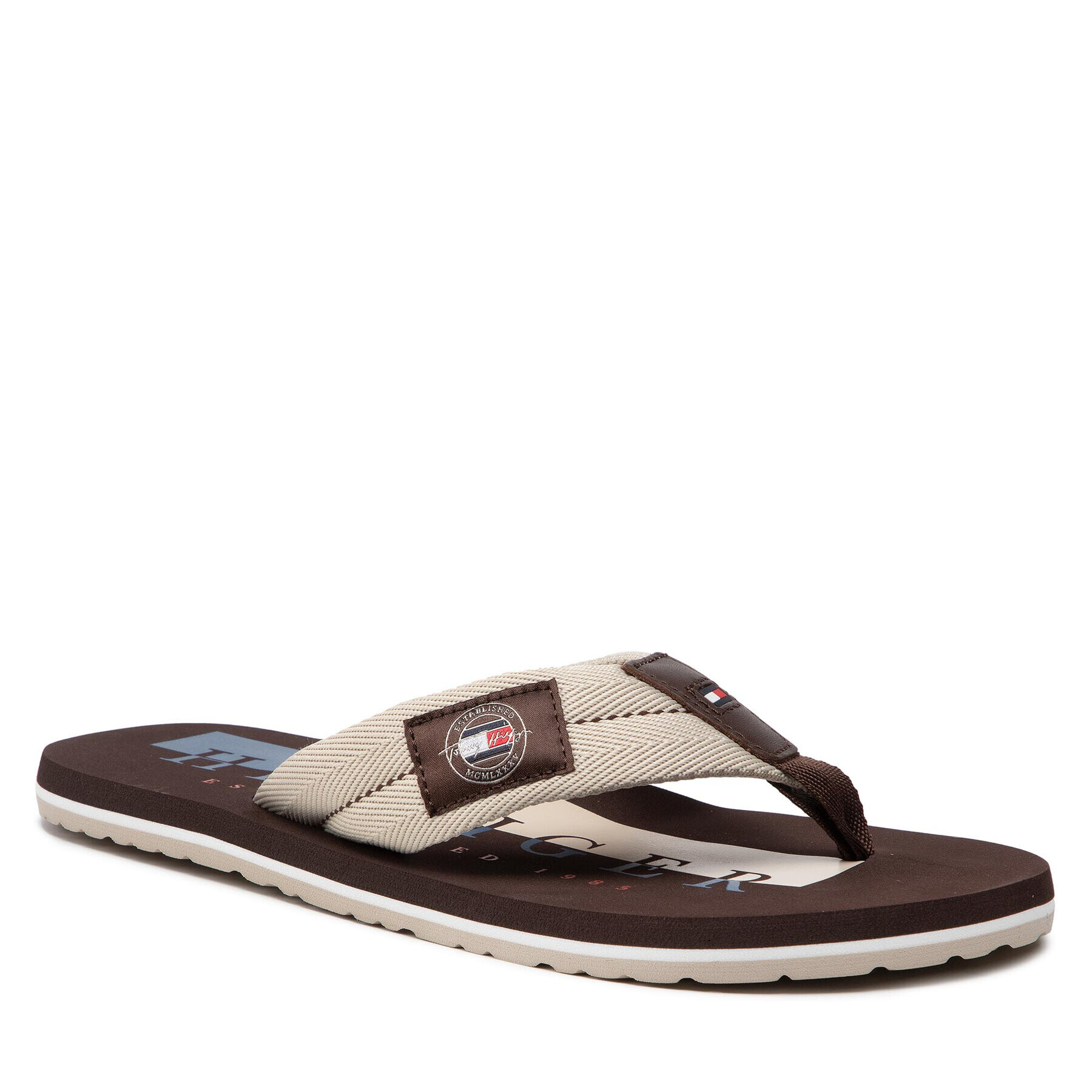 Tommy Hilfiger Джапанки Badge Beach Sandal FM0FM03981 Бежов - Pepit.bg