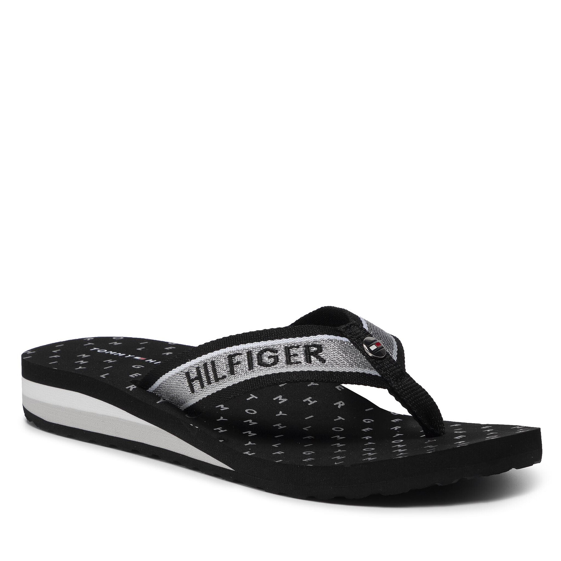 Tommy Hilfiger Джапанки Core Mid Wedge Beach Sandal FW0FW06025 Черен - Pepit.bg