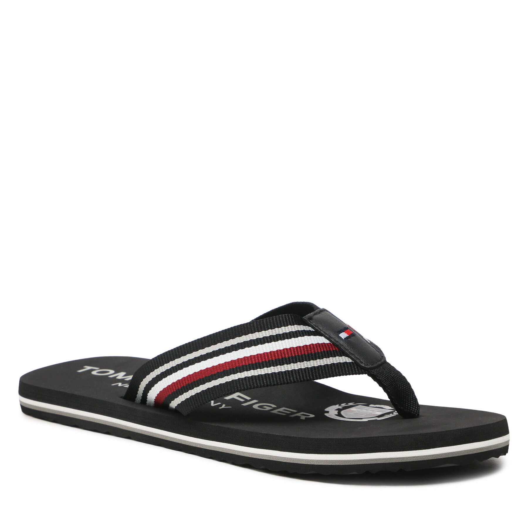 Tommy Hilfiger Джапанки Corporate Stripes Beach Sandal FM0FM04407 Черен - Pepit.bg