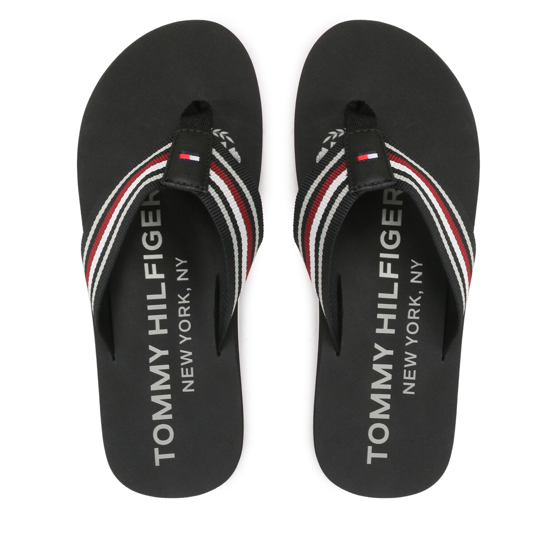 Tommy Hilfiger Джапанки Corporate Stripes Beach Sandal FM0FM04407 Черен - Pepit.bg