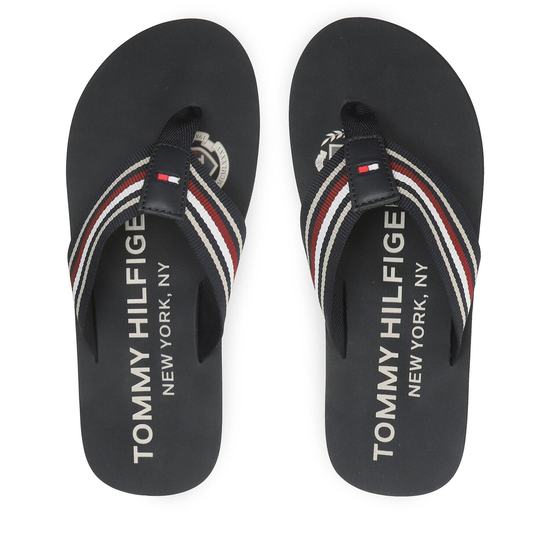 Tommy Hilfiger Джапанки Corporate Stripes Beach Sandal FM0FM04407 Тъмносин - Pepit.bg