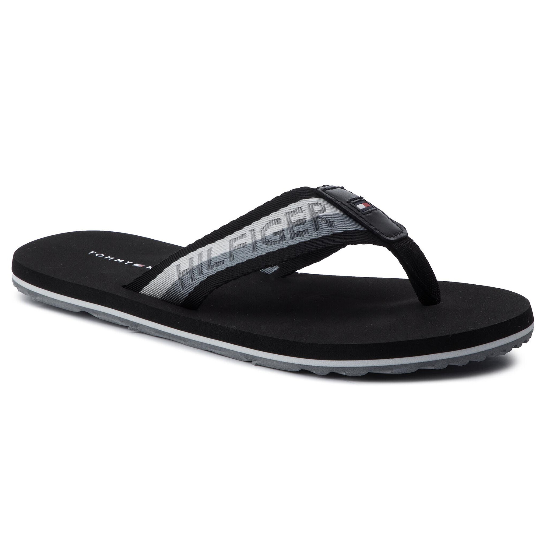 Tommy Hilfiger Джапанки Corporate Webbing Beach Sandal FM0FM02266 Черен - Pepit.bg