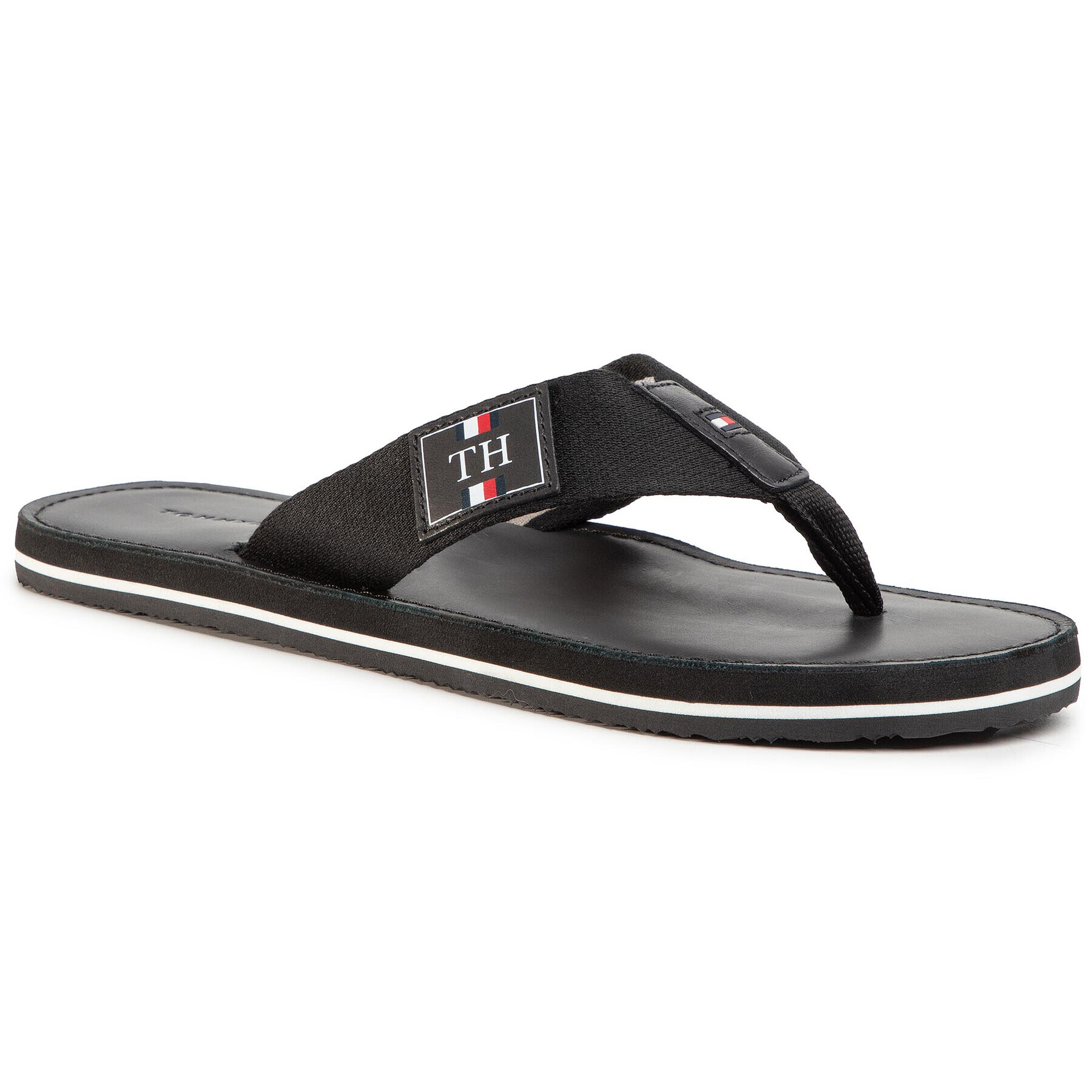 Tommy Hilfiger Джапанки Elevanted Th Leather Beach Sandal FM0FM02692 Черен - Pepit.bg