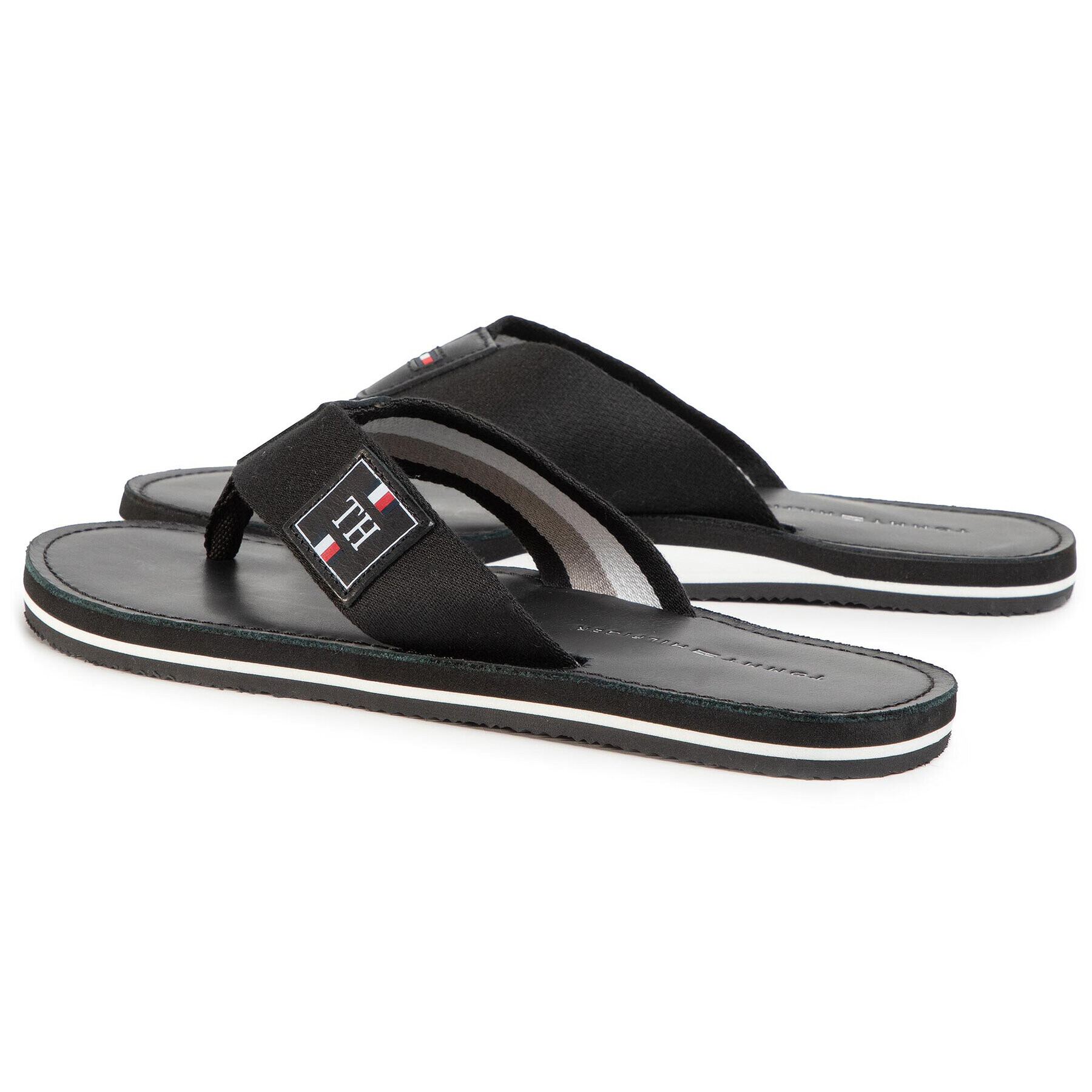 Tommy Hilfiger Джапанки Elevanted Th Leather Beach Sandal FM0FM02692 Черен - Pepit.bg