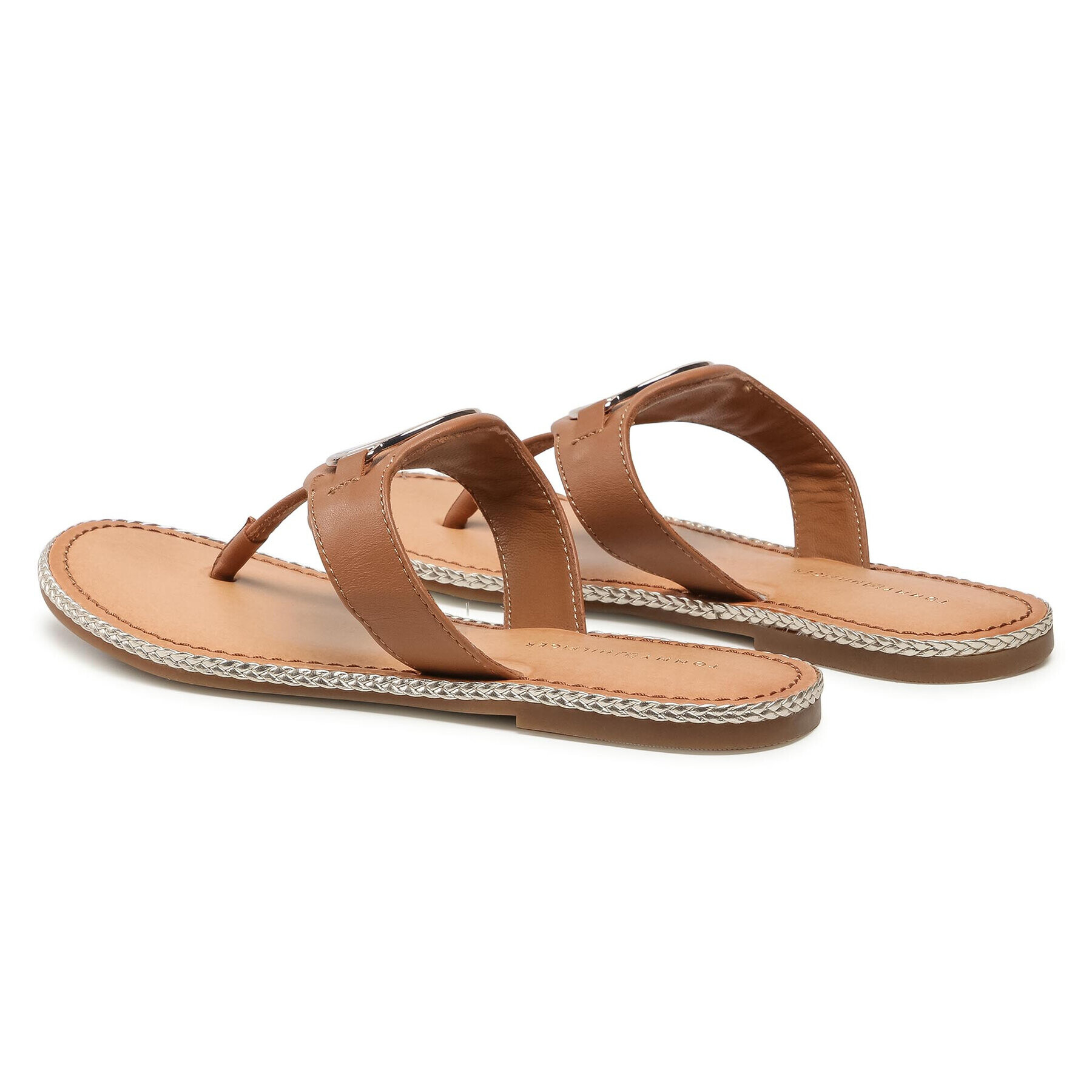 Tommy Hilfiger Джапанки Essential Leather Flat Sandal FW0FW05620 Кафяв - Pepit.bg