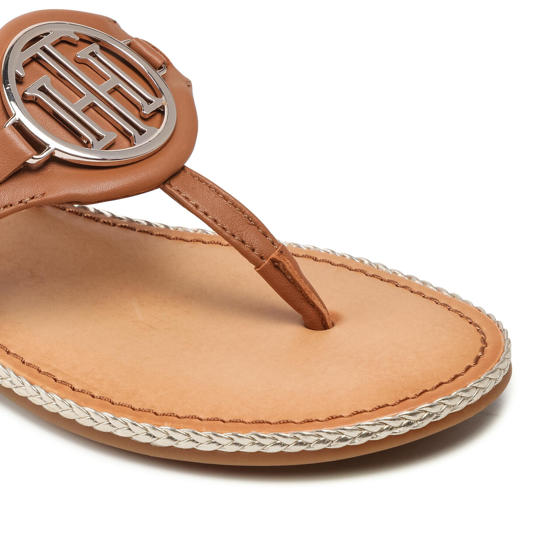 Tommy Hilfiger Джапанки Essential Leather Flat Sandal FW0FW05620 Кафяв - Pepit.bg