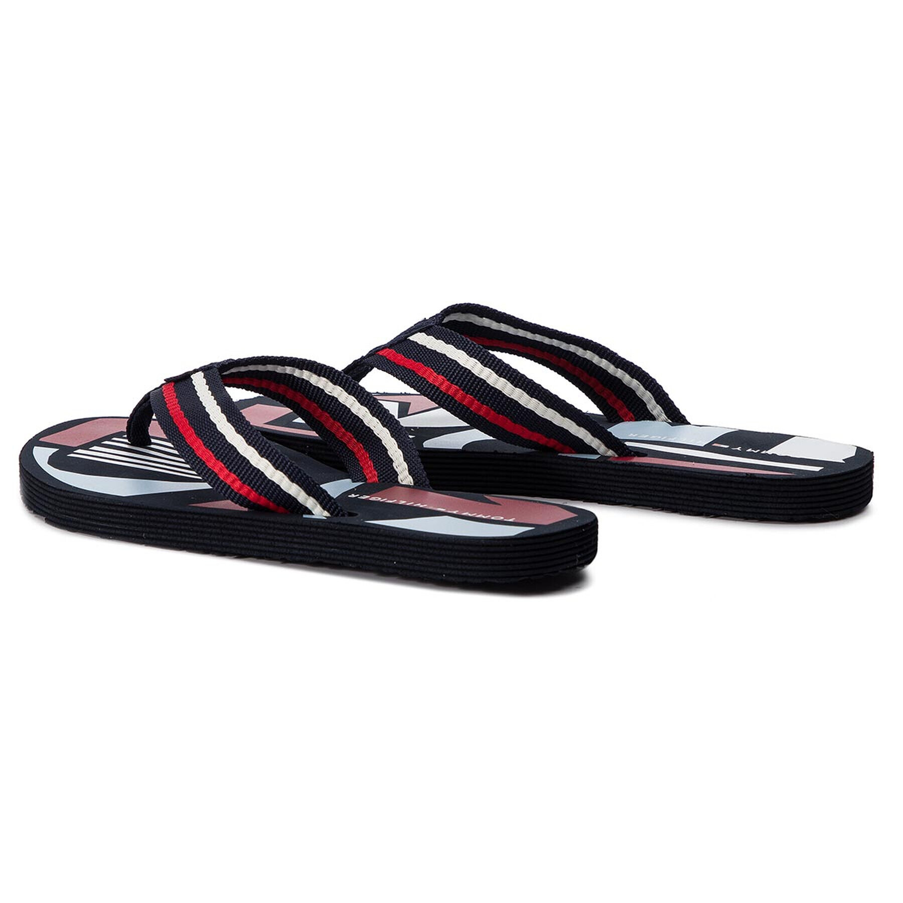 Tommy Hilfiger Джапанки Flat Beach Sandal Happy Print FW0FW04013 Тъмносин - Pepit.bg