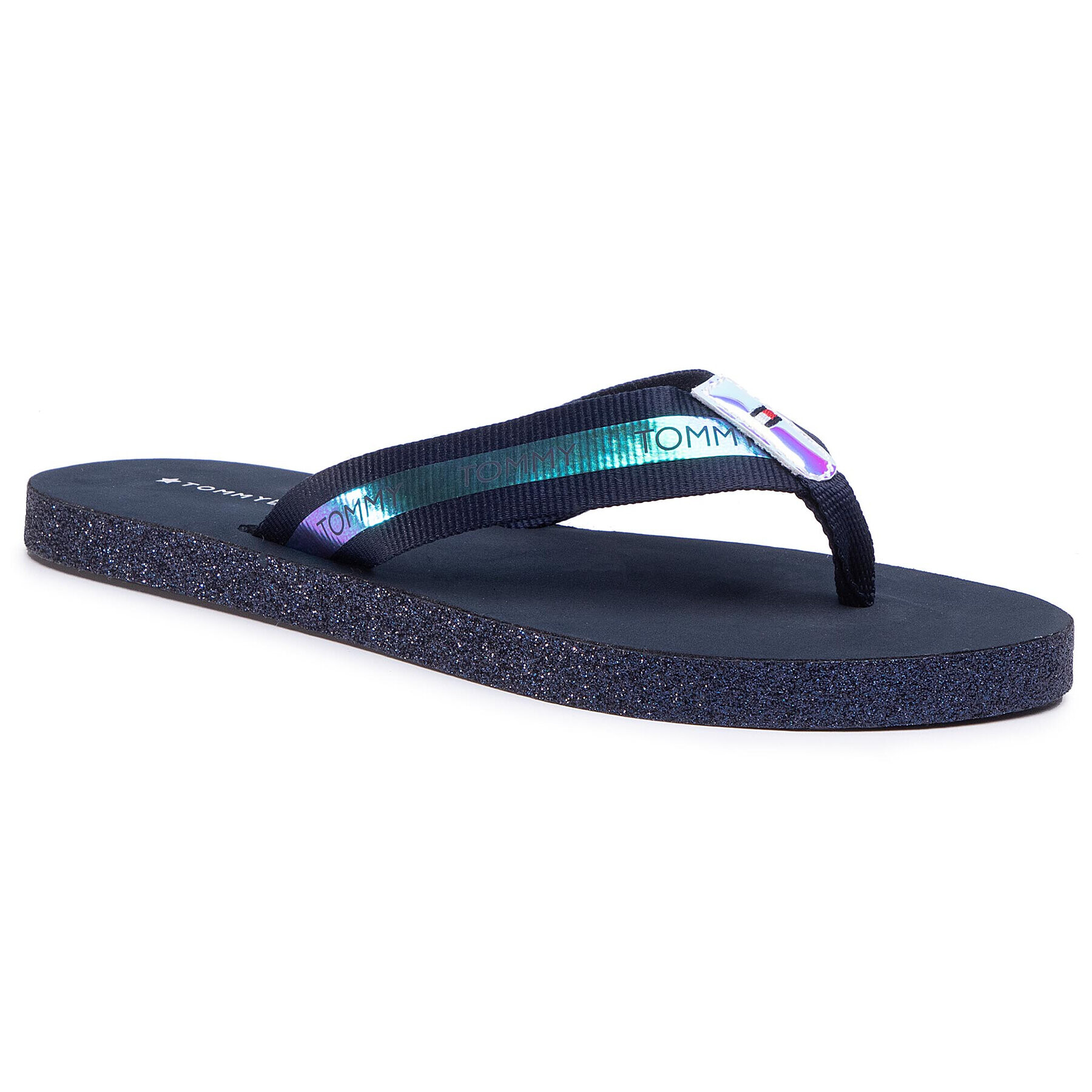 Tommy Hilfiger Джапанки Flat Beach Sandal Iridescent FW0FW05125 Тъмносин - Pepit.bg