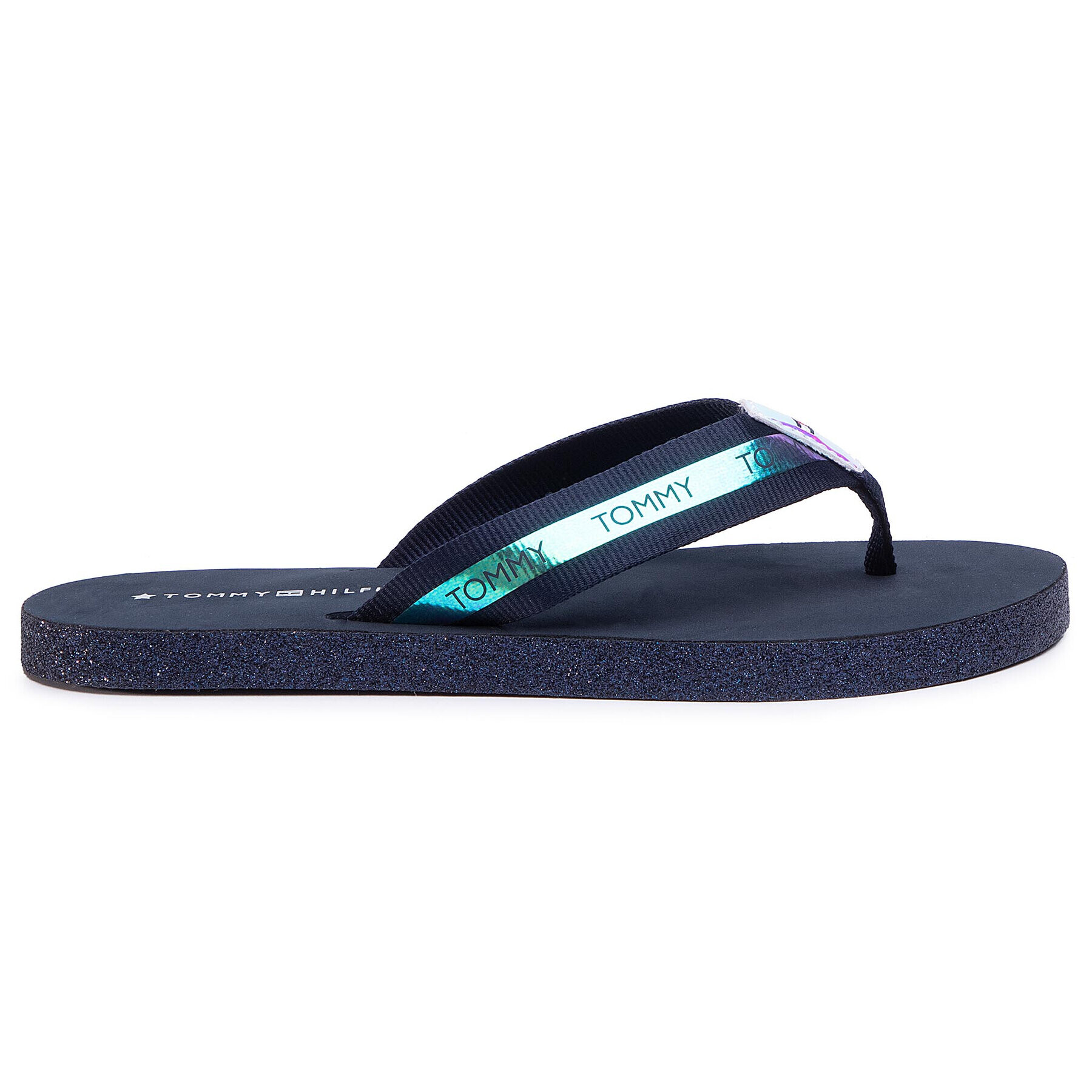 Tommy Hilfiger Джапанки Flat Beach Sandal Iridescent FW0FW05125 Тъмносин - Pepit.bg