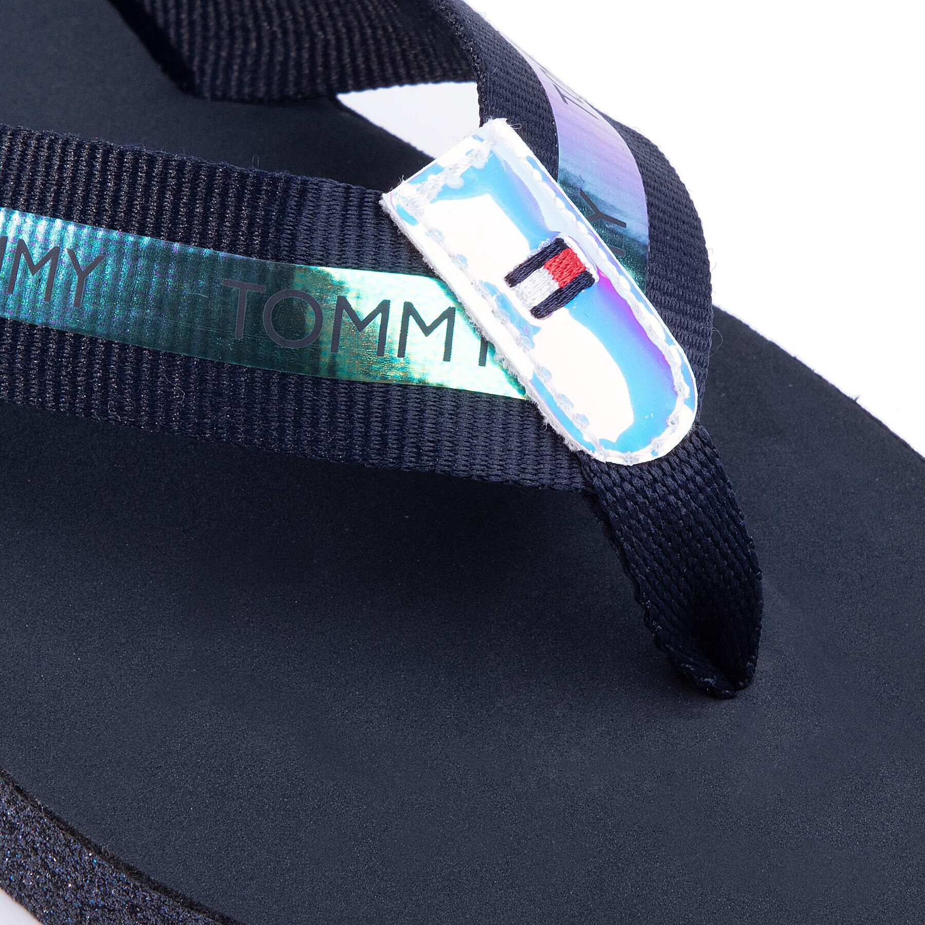 Tommy Hilfiger Джапанки Flat Beach Sandal Iridescent FW0FW05125 Тъмносин - Pepit.bg