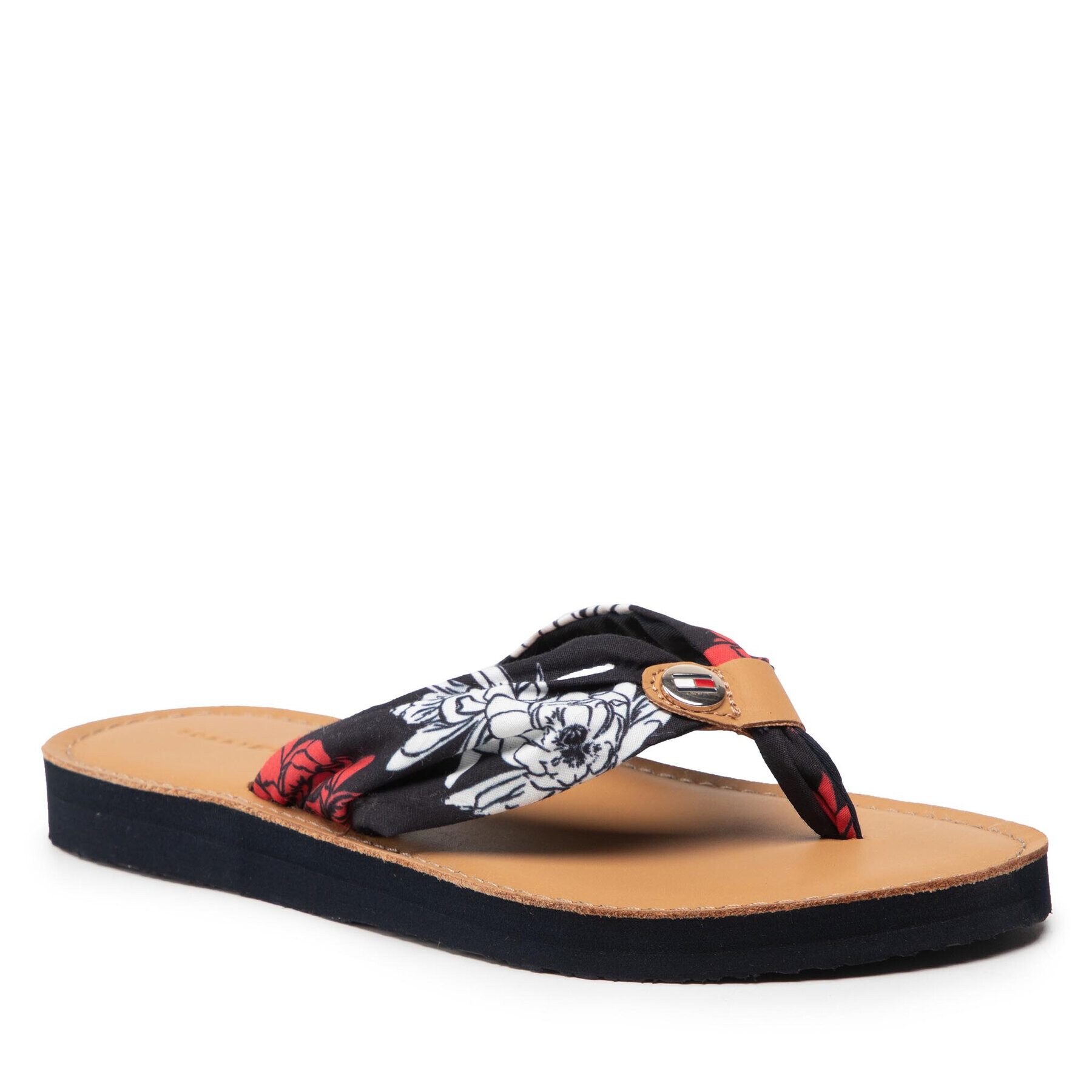 Tommy Hilfiger Джапанки Flower Print Flat Beach Sandal FW0FW06422 Тъмносин - Pepit.bg