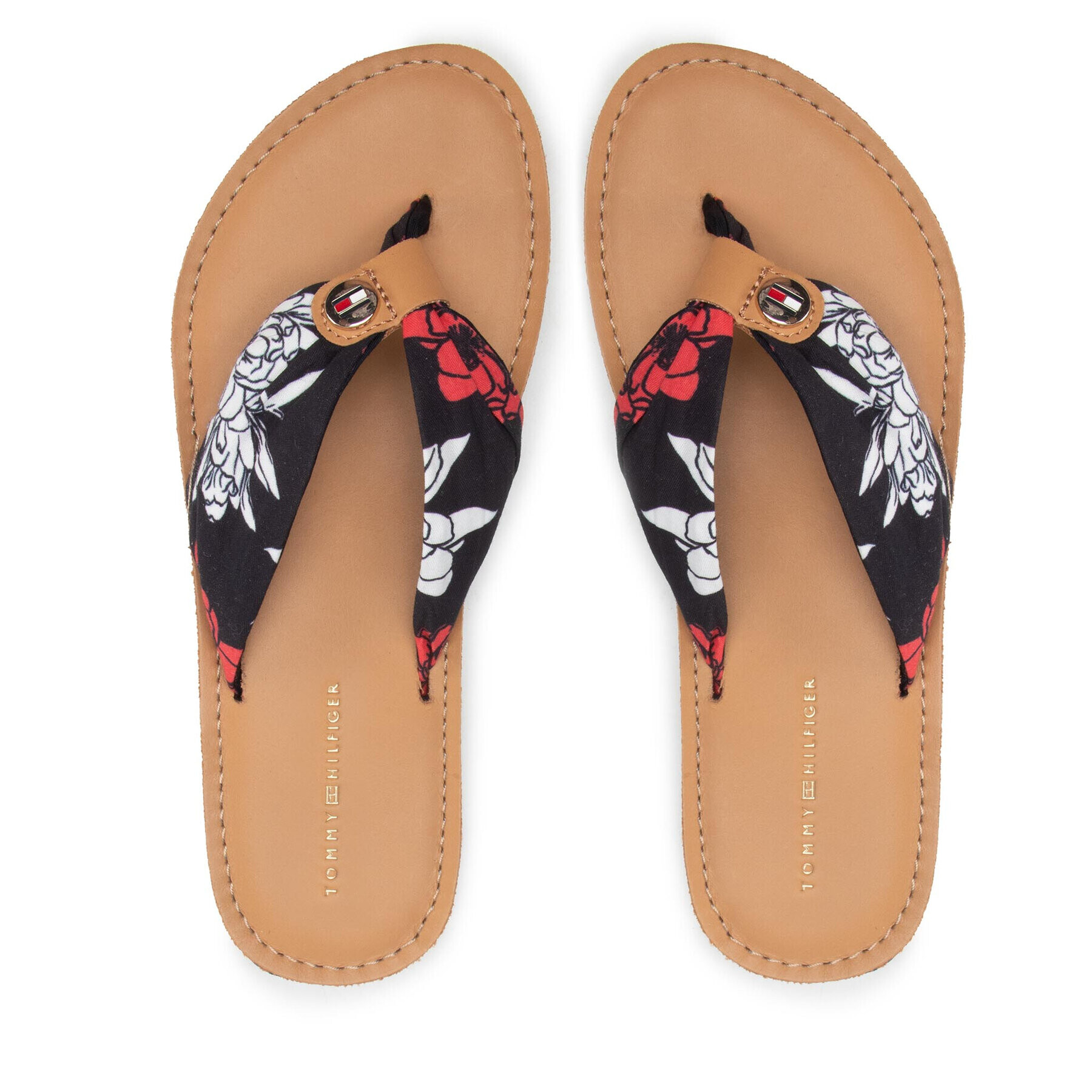 Tommy Hilfiger Джапанки Flower Print Flat Beach Sandal FW0FW06422 Тъмносин - Pepit.bg