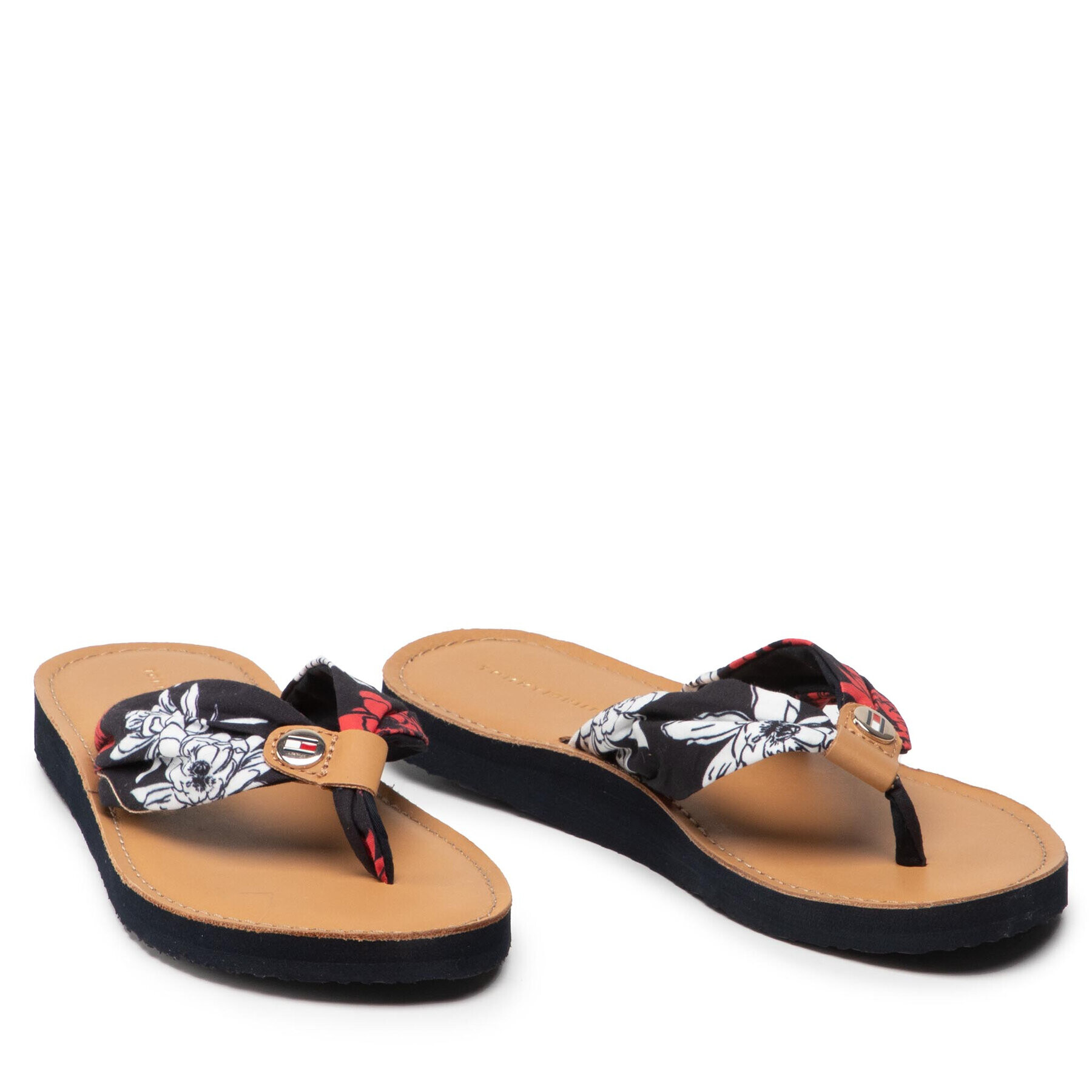 Tommy Hilfiger Джапанки Flower Print Flat Beach Sandal FW0FW06422 Тъмносин - Pepit.bg