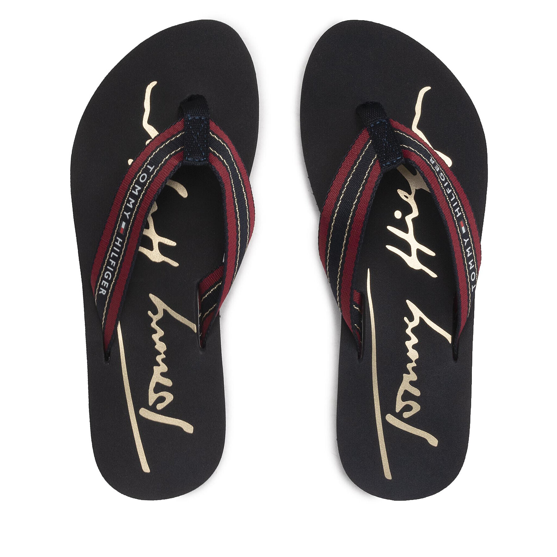 Tommy Hilfiger Джапанки Gold Signature Beach Sandal FW0FW06709 Бордо - Pepit.bg