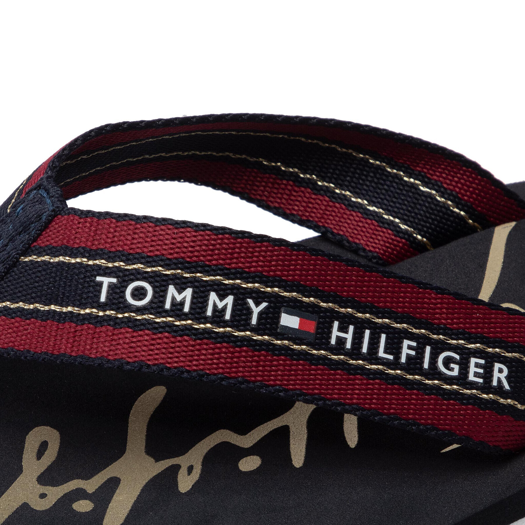 Tommy Hilfiger Джапанки Gold Signature Beach Sandal FW0FW06709 Бордо - Pepit.bg