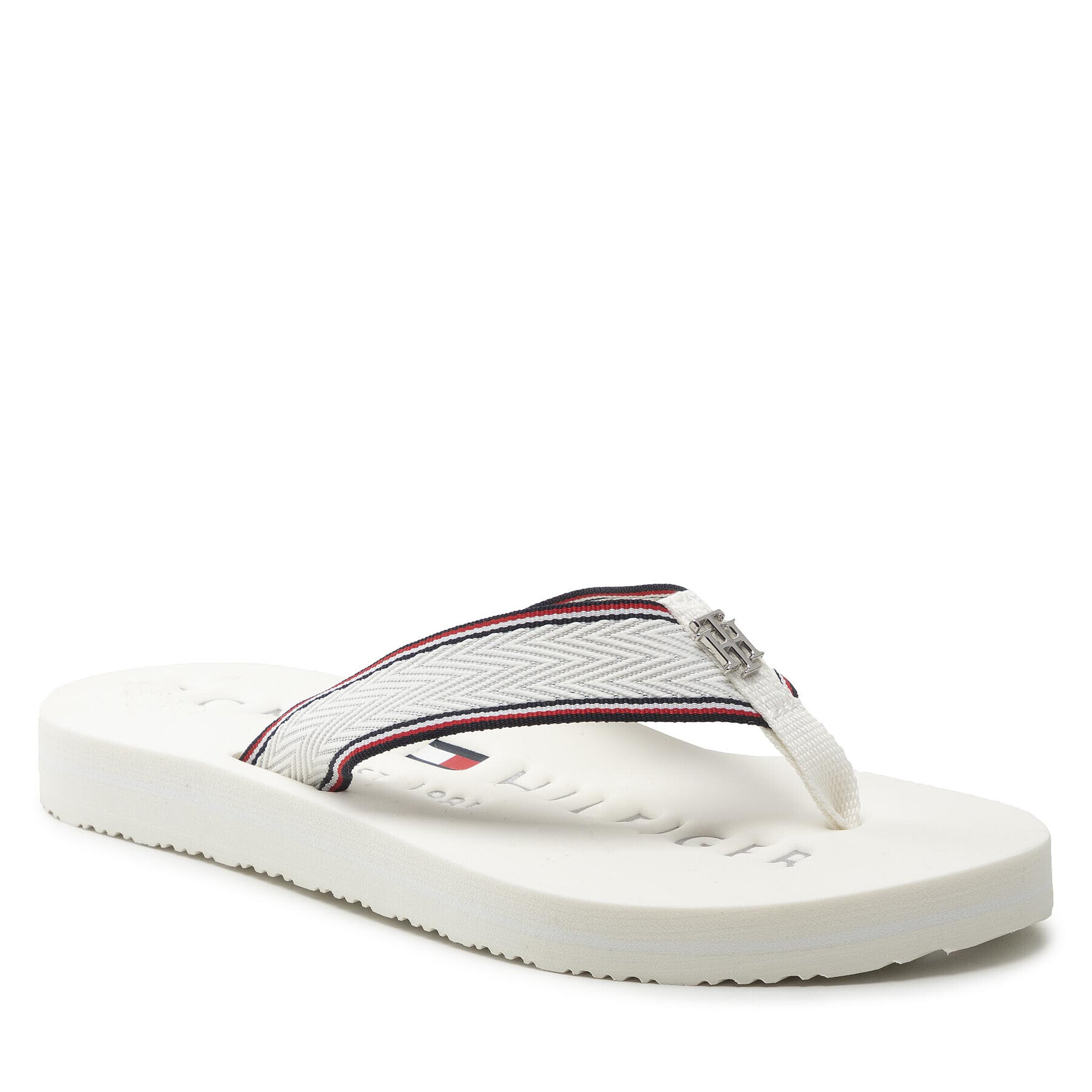 Tommy Hilfiger Джапанки Hardware Flat Beach Sandal FW0FW06421 Бял - Pepit.bg