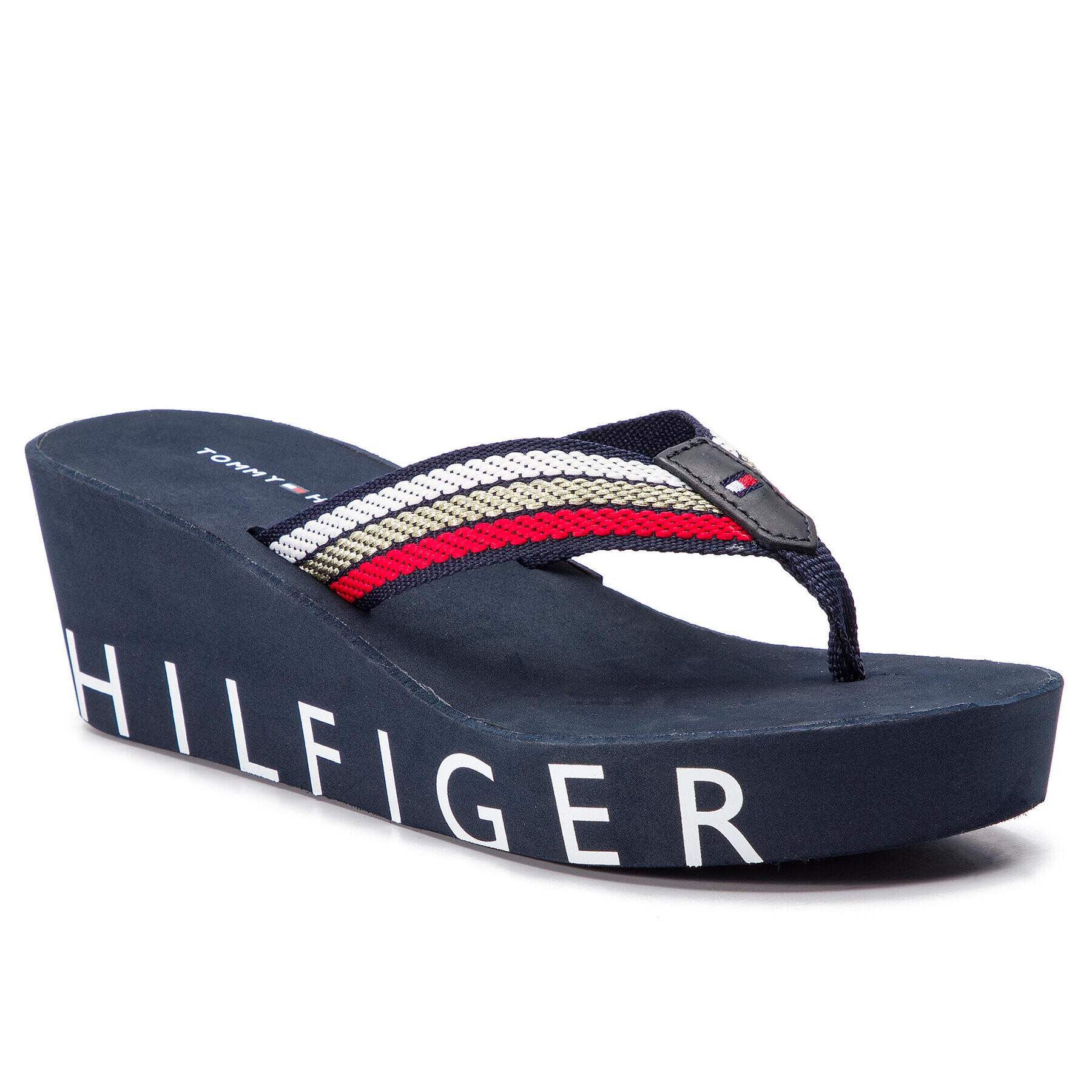 Tommy Hilfiger Джапанки Iconic Wedge Beach Sandal FW0FW03866 Тъмносин - Pepit.bg